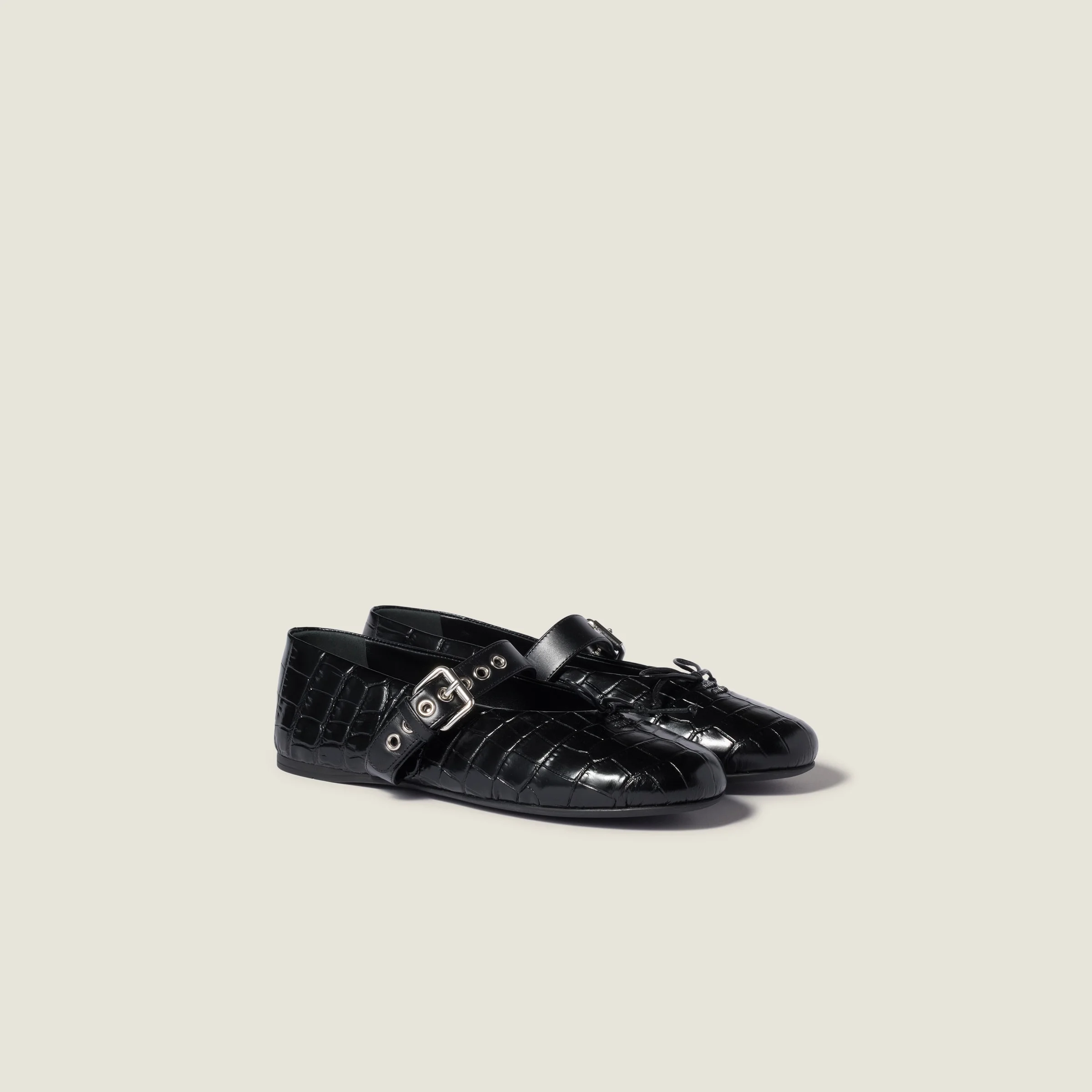 Croco-print leather ballerinas - 1