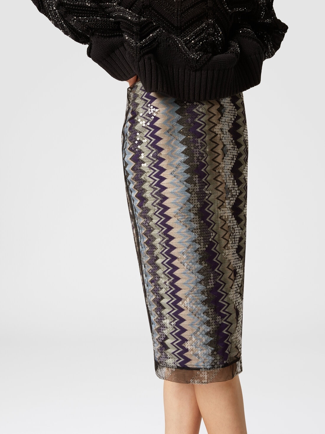 Zigzag tulle tube midi skirt with sequins - 5