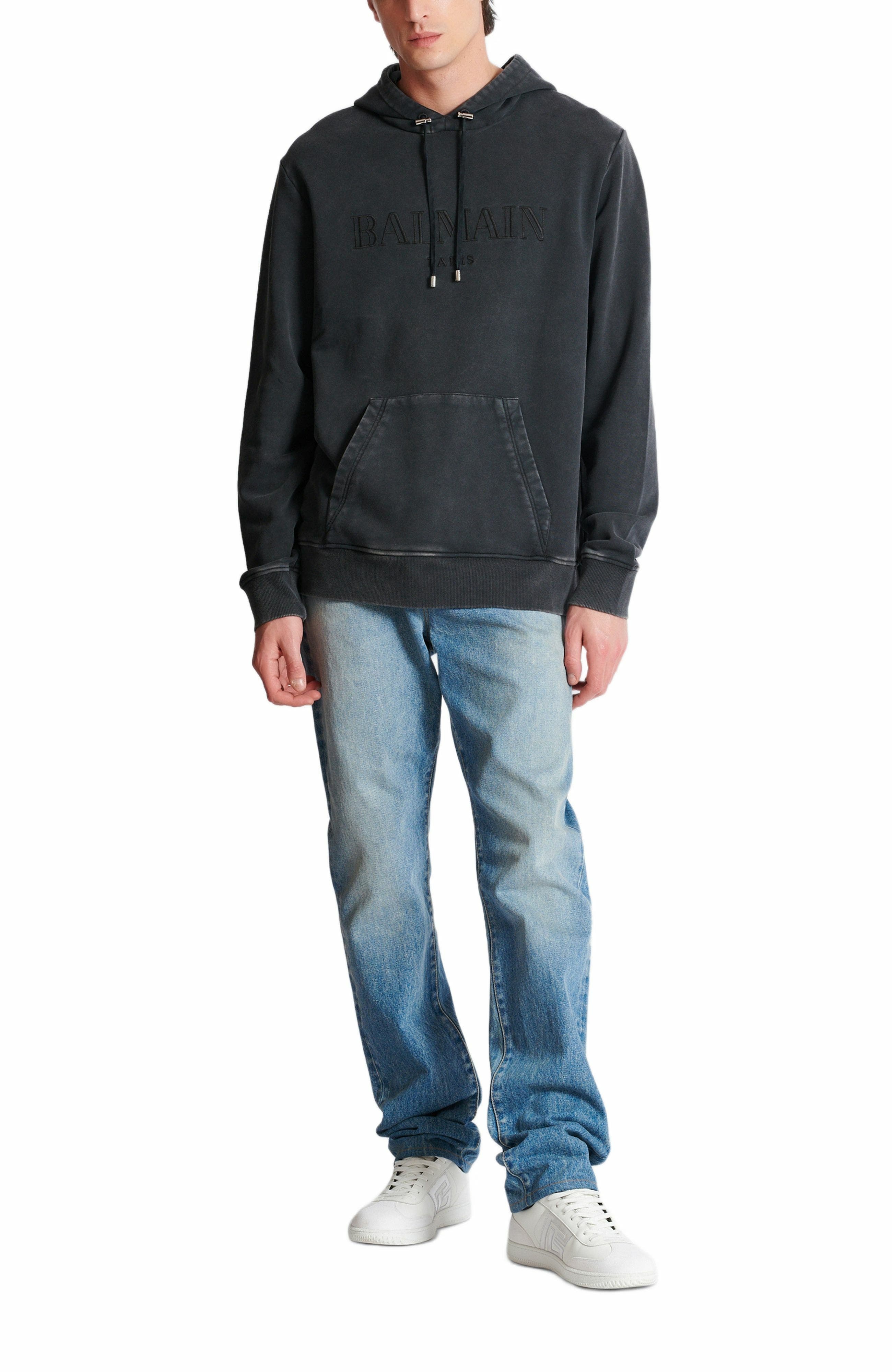 Vintage Balmain embroidered hoodie in Grey at Nordstrom - 2