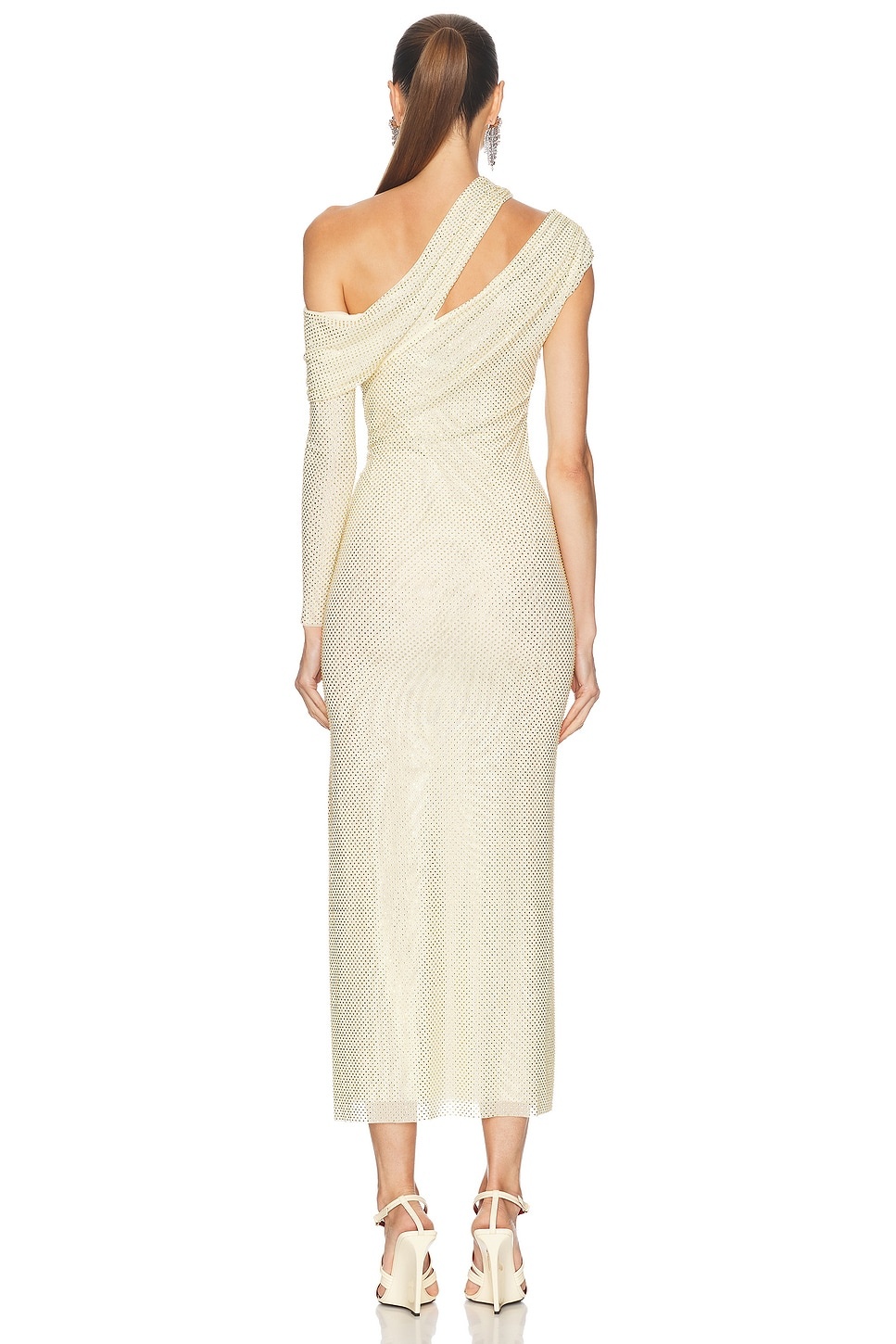Rhinestone Gathered Midi Dress - 4