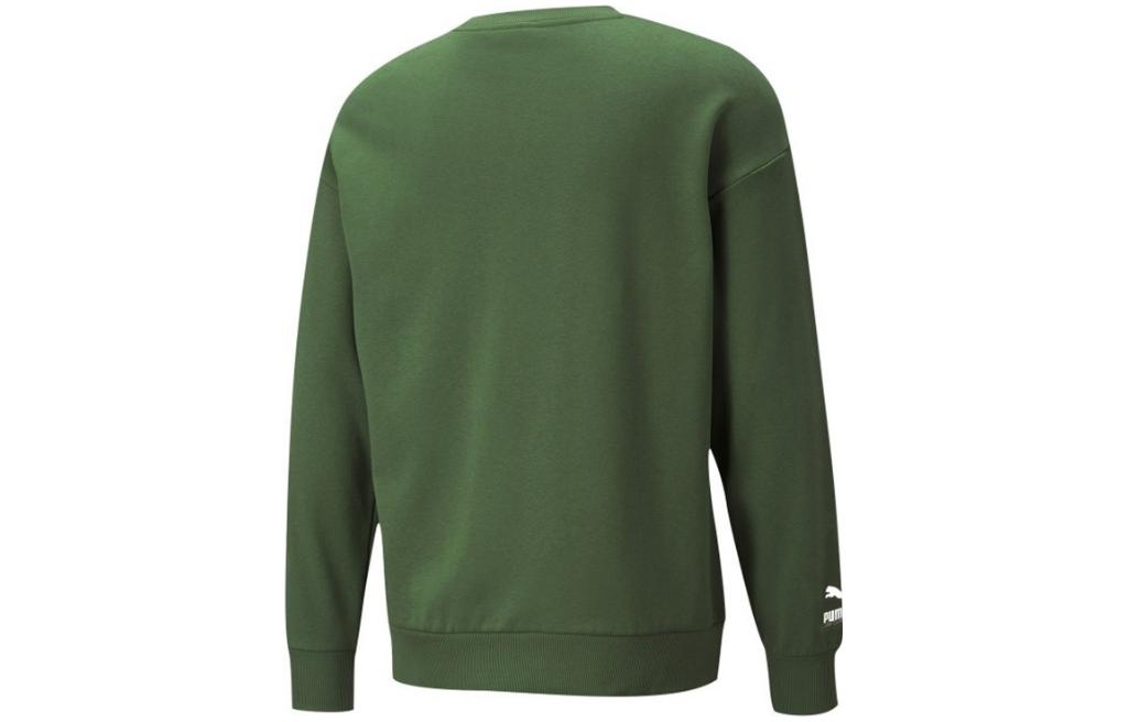 PUMA Solid Color Logo Round Neck Pullover Long Sleeves Unisex Green 532241-67 - 2
