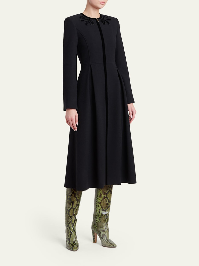 Tailored Velvet Trim Coat Dress 4