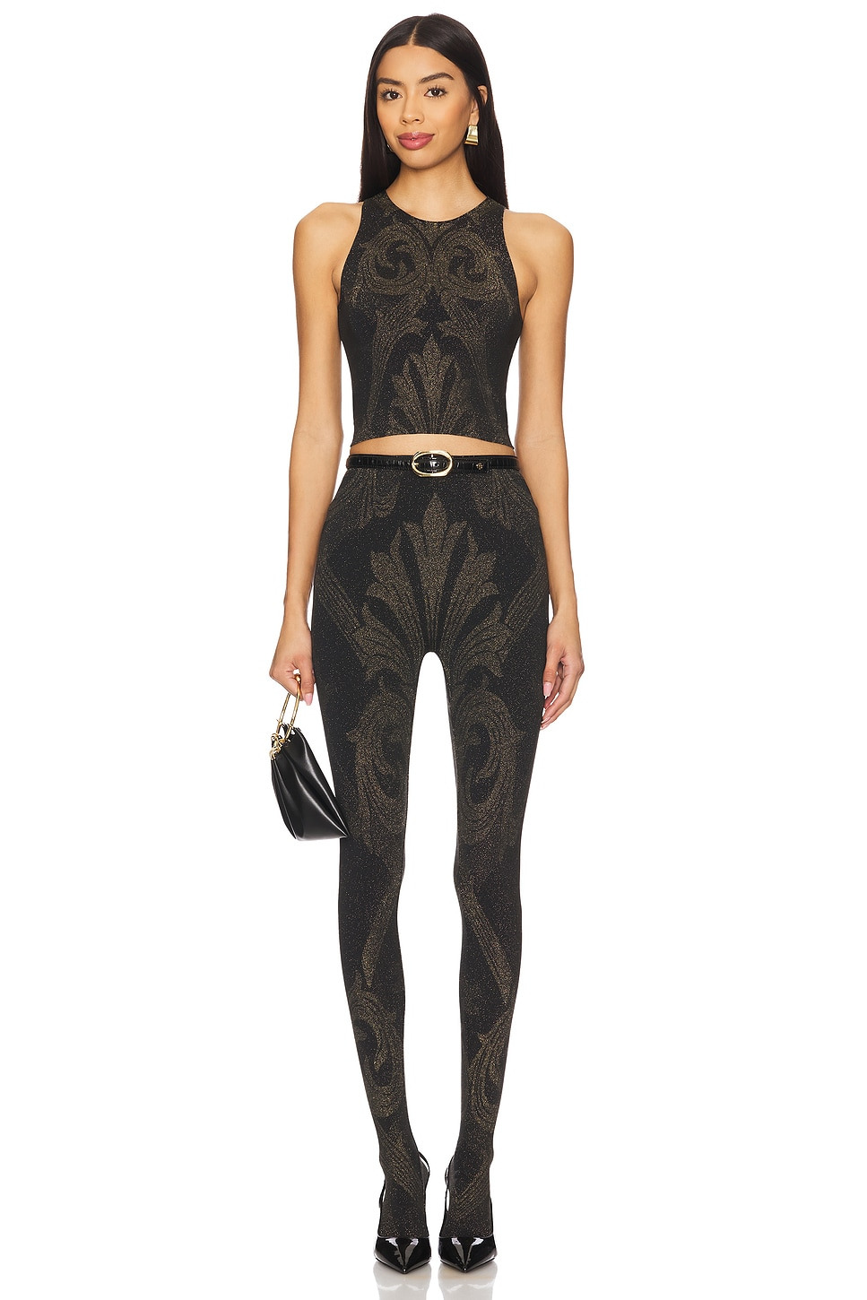 X Etro Metallic Jacquard Crop Top - 4