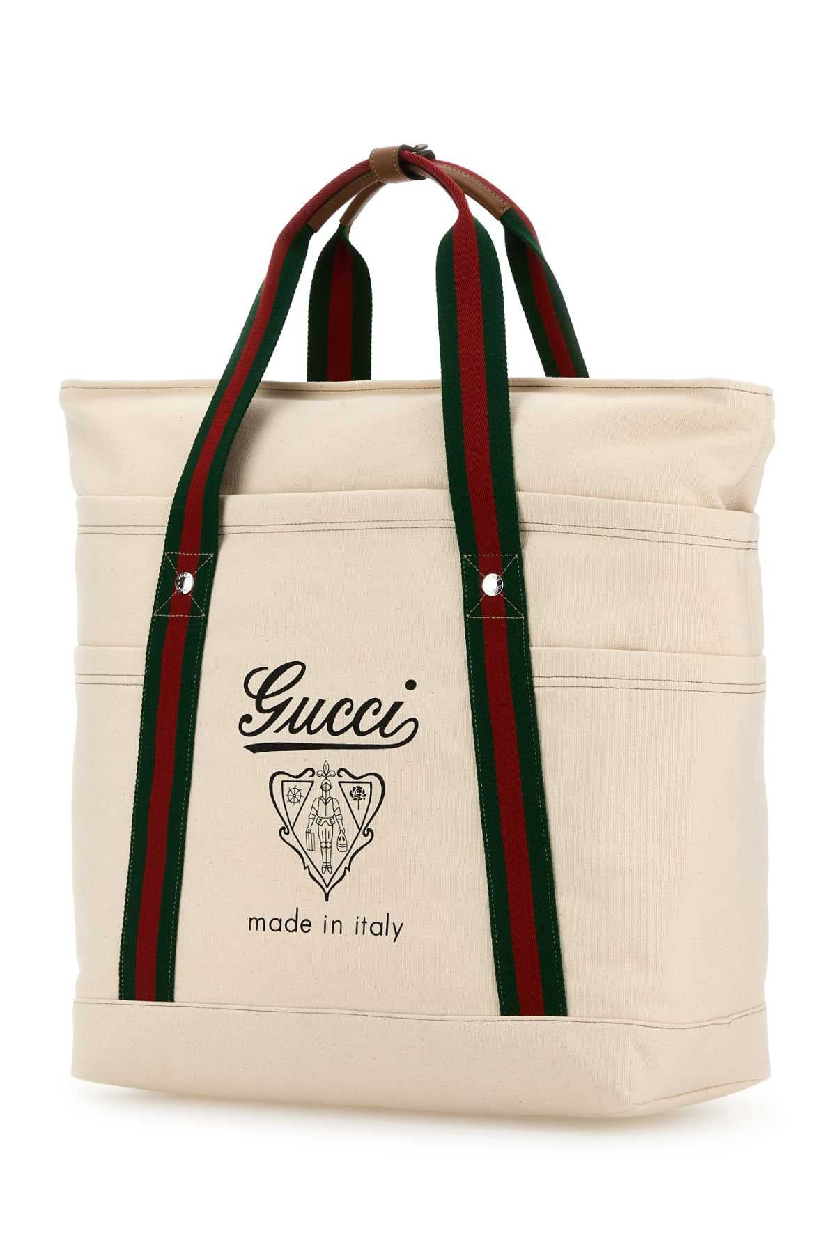 Gucci Men Ivory Canvas Shopping Bag - 2