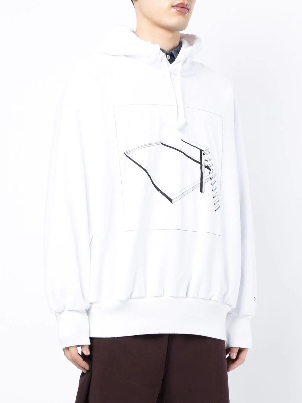 graphic print drawstring hoodie - 3