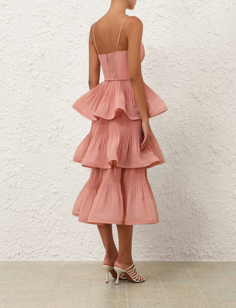 PLEATED TIERED MIDI DRESS 4