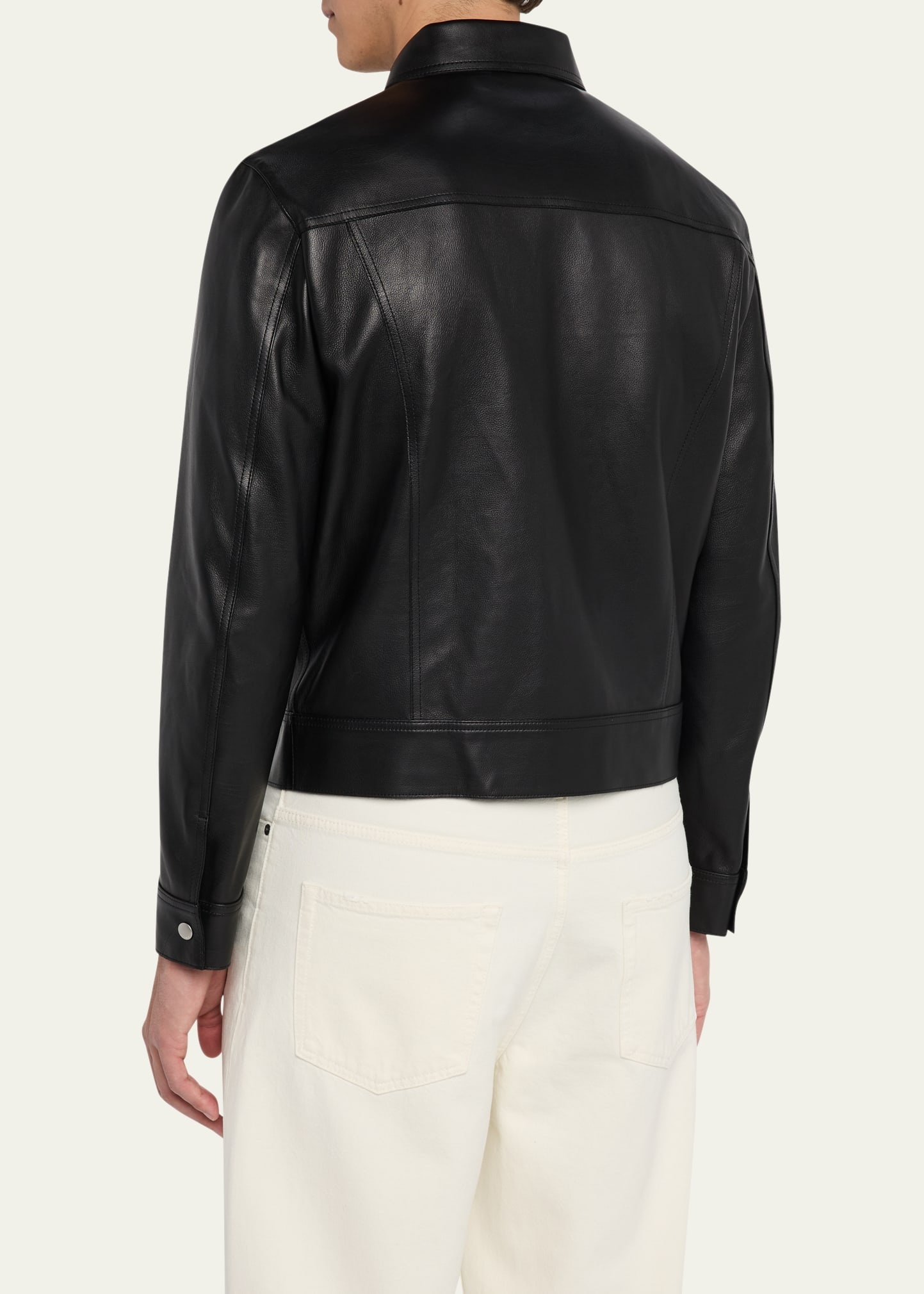 Men's Leather Trucker Jacket - 3
