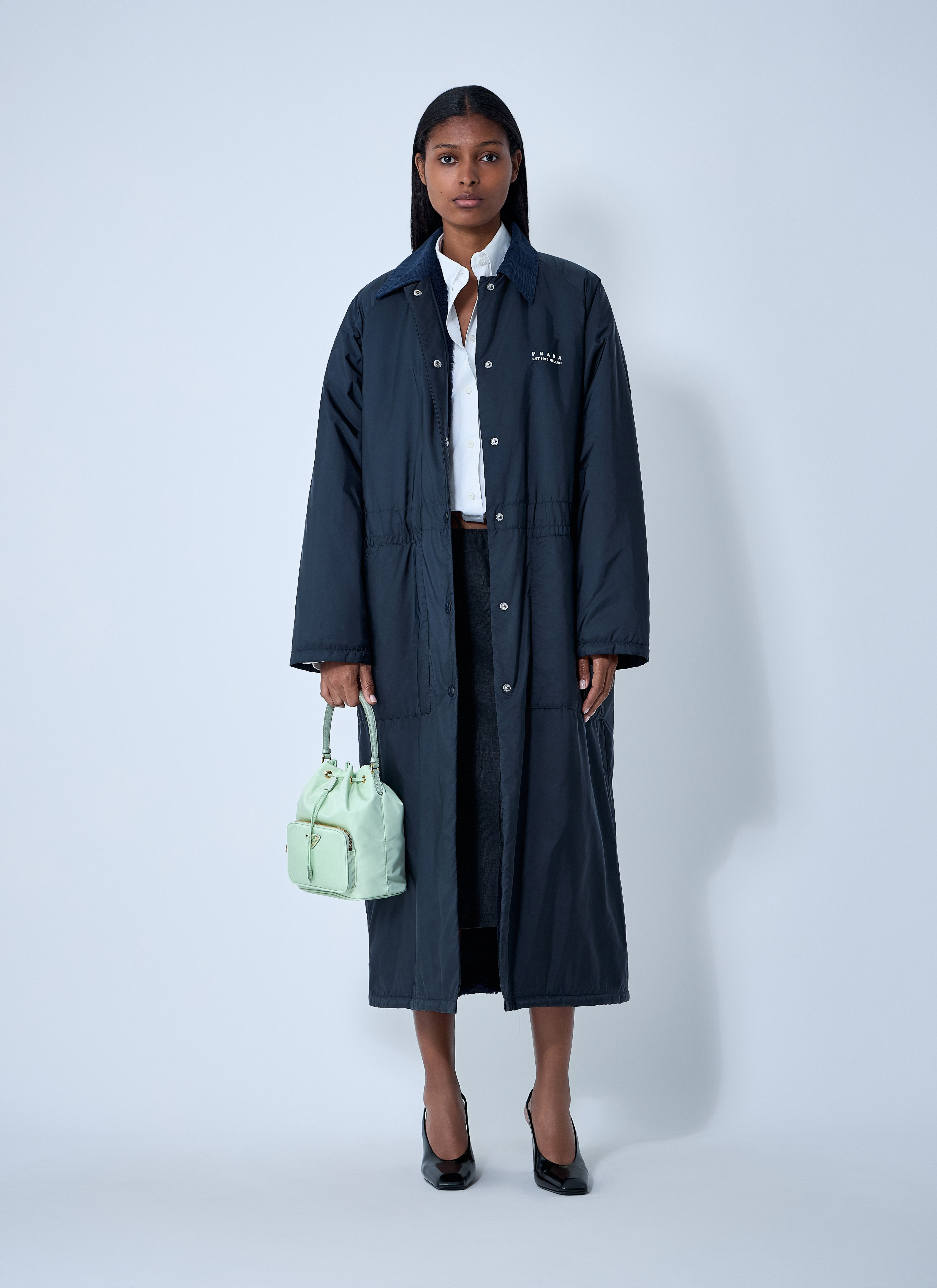 Prada Women Logo Print Long Coat - 2