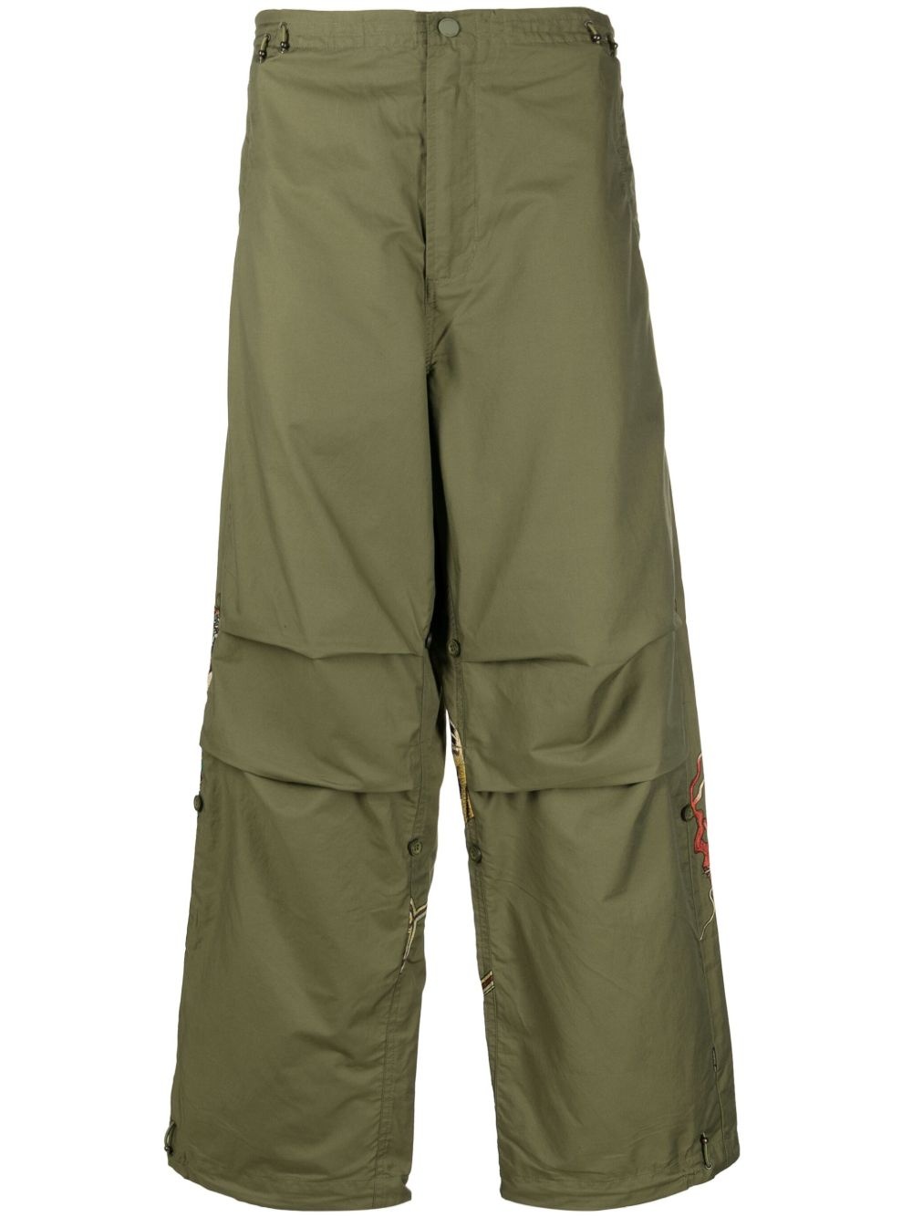 Tiger vs Samurai-embroidered cargo trousers - 1