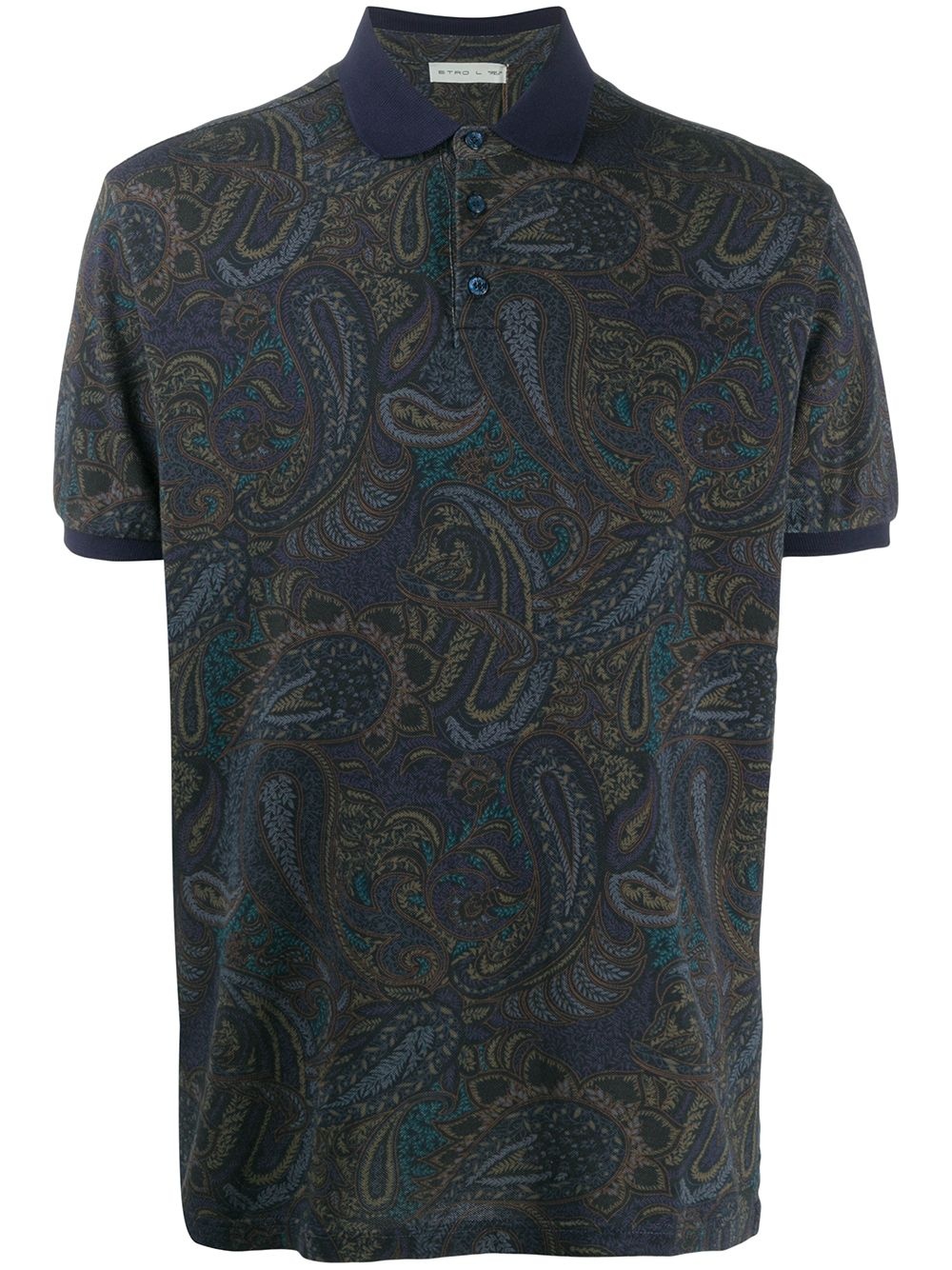 paisley print cotton polo shirt - 1