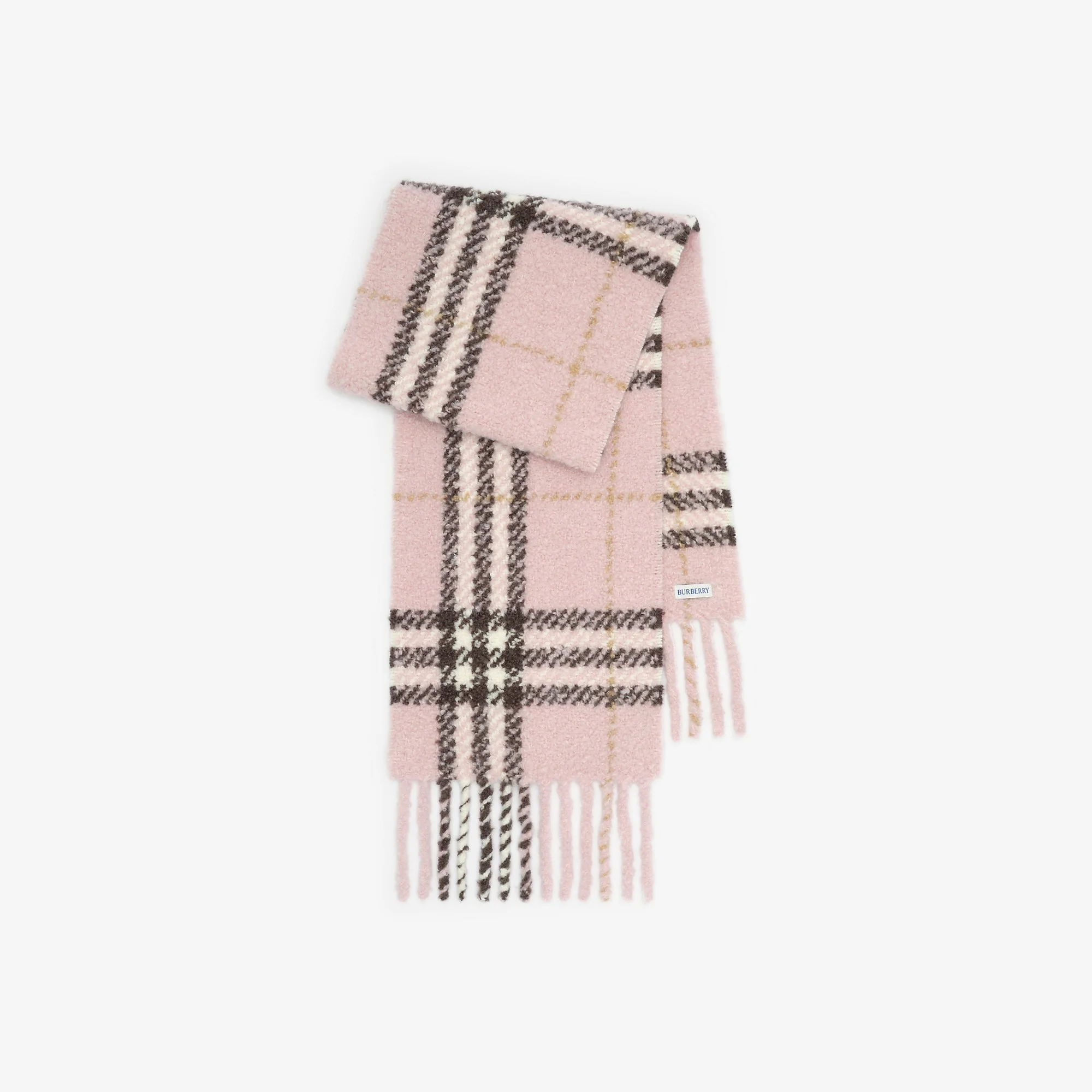 Check Alpaca Wool Blend Bouclé Scarf - 1