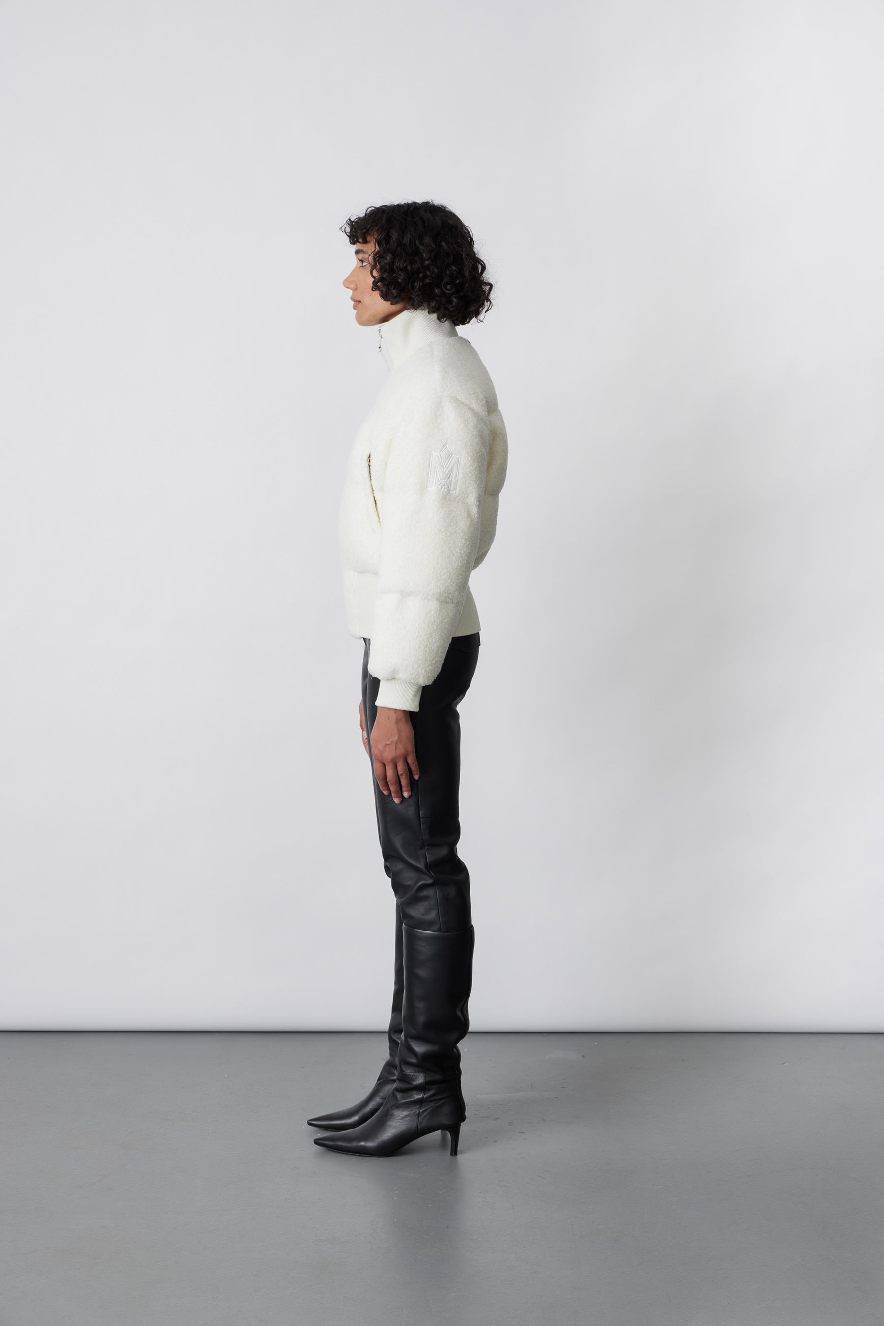 REAGAN teddy down crop jacket with rib waist - 2