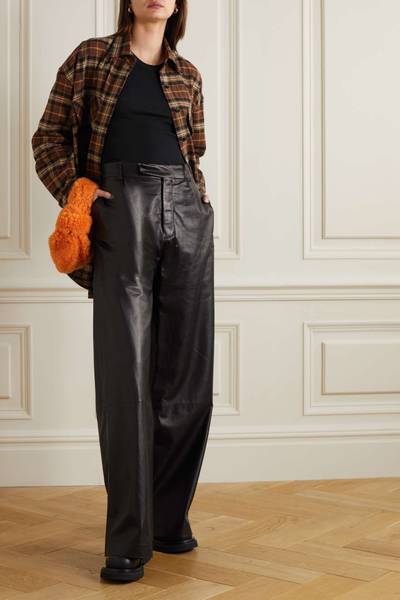 AMIRI Pleated leather wide-leg pants outlook