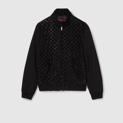 Embossed GG suede bomber jacket - 1