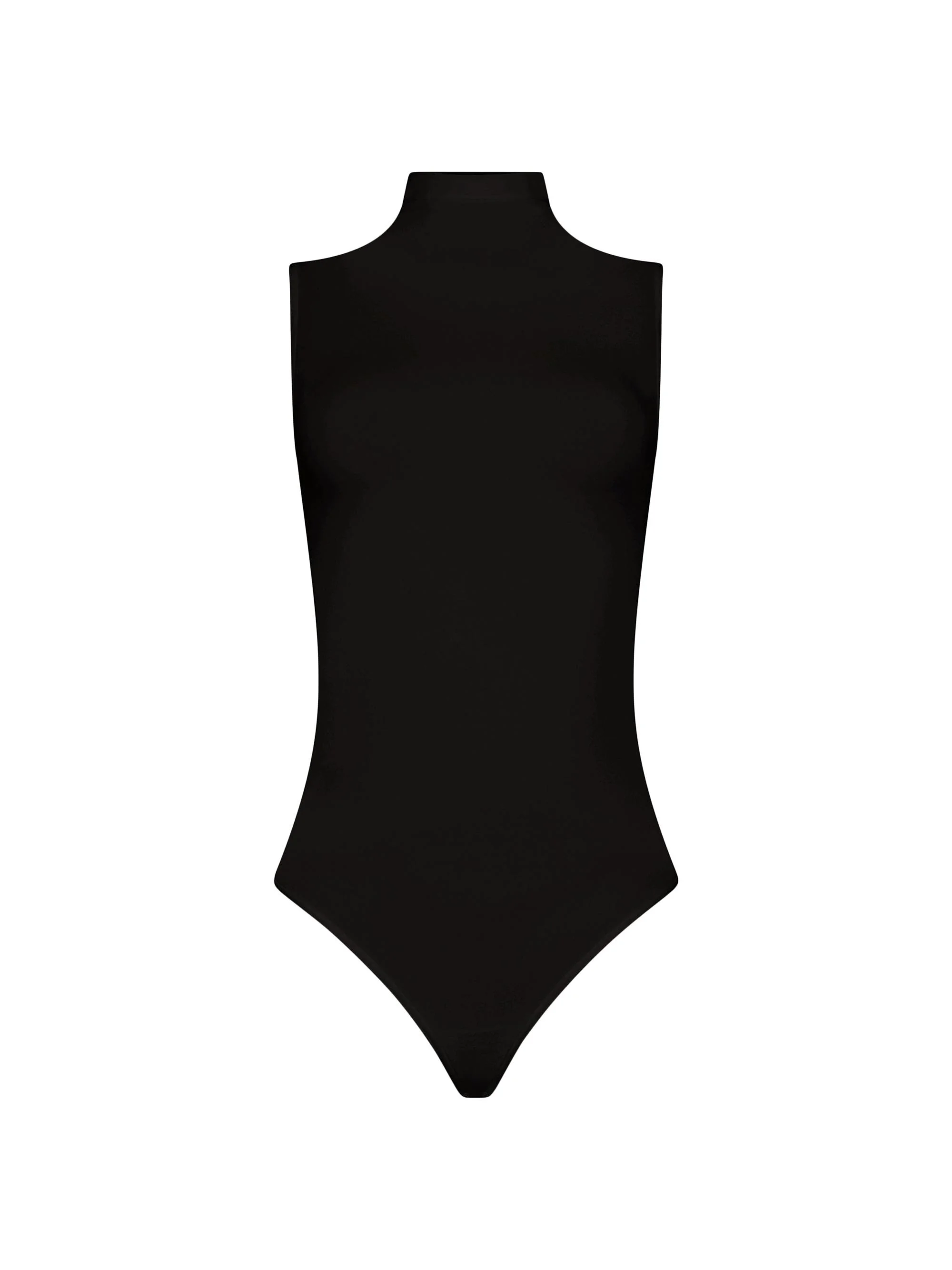 Women's Mock Turtleneck Sleeveless Bodysuit - Black - 1