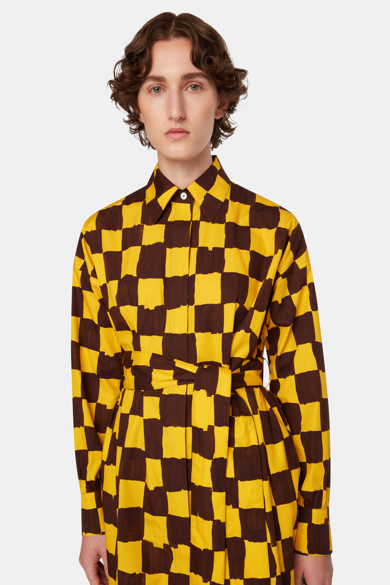 Emilia Wickstead X Palm Heights Jalissa Top in Chocolate and Yellow Checkerboard Print Cotton 6