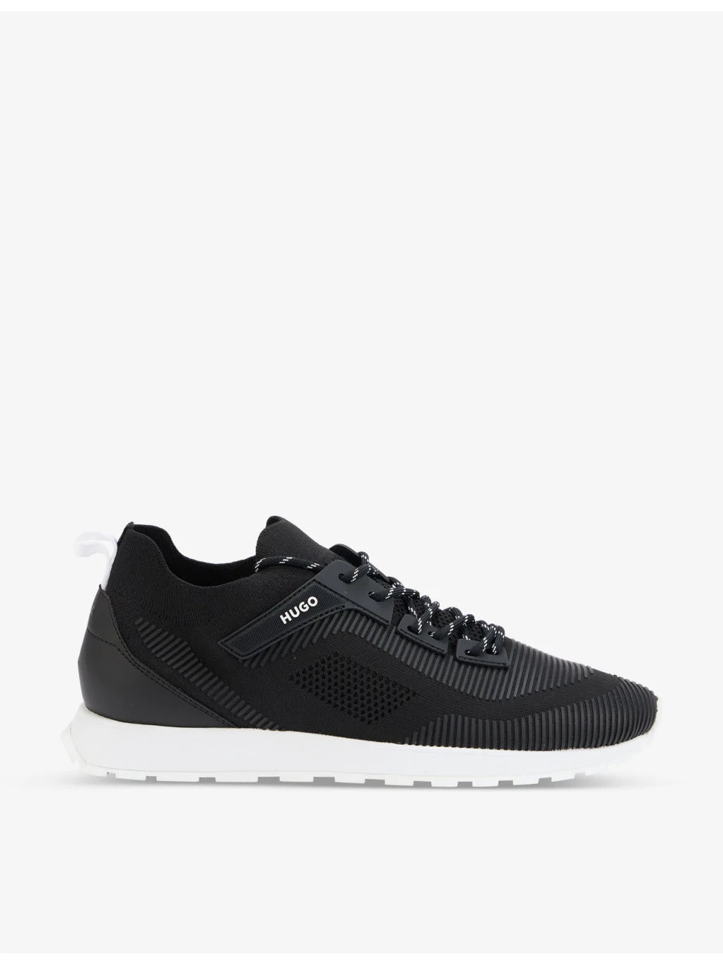 Panelled embossed-branding faux-leather running trainers - 1