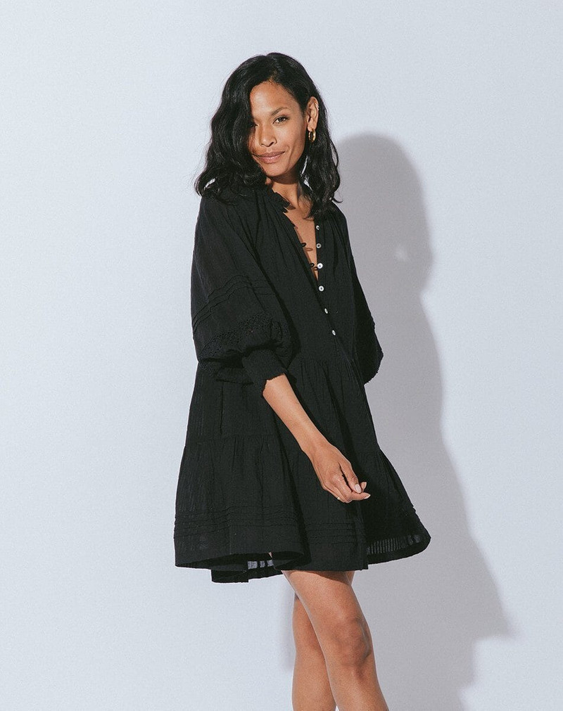 Cleobella MEADOW MINI DRESS | BLACK outlook