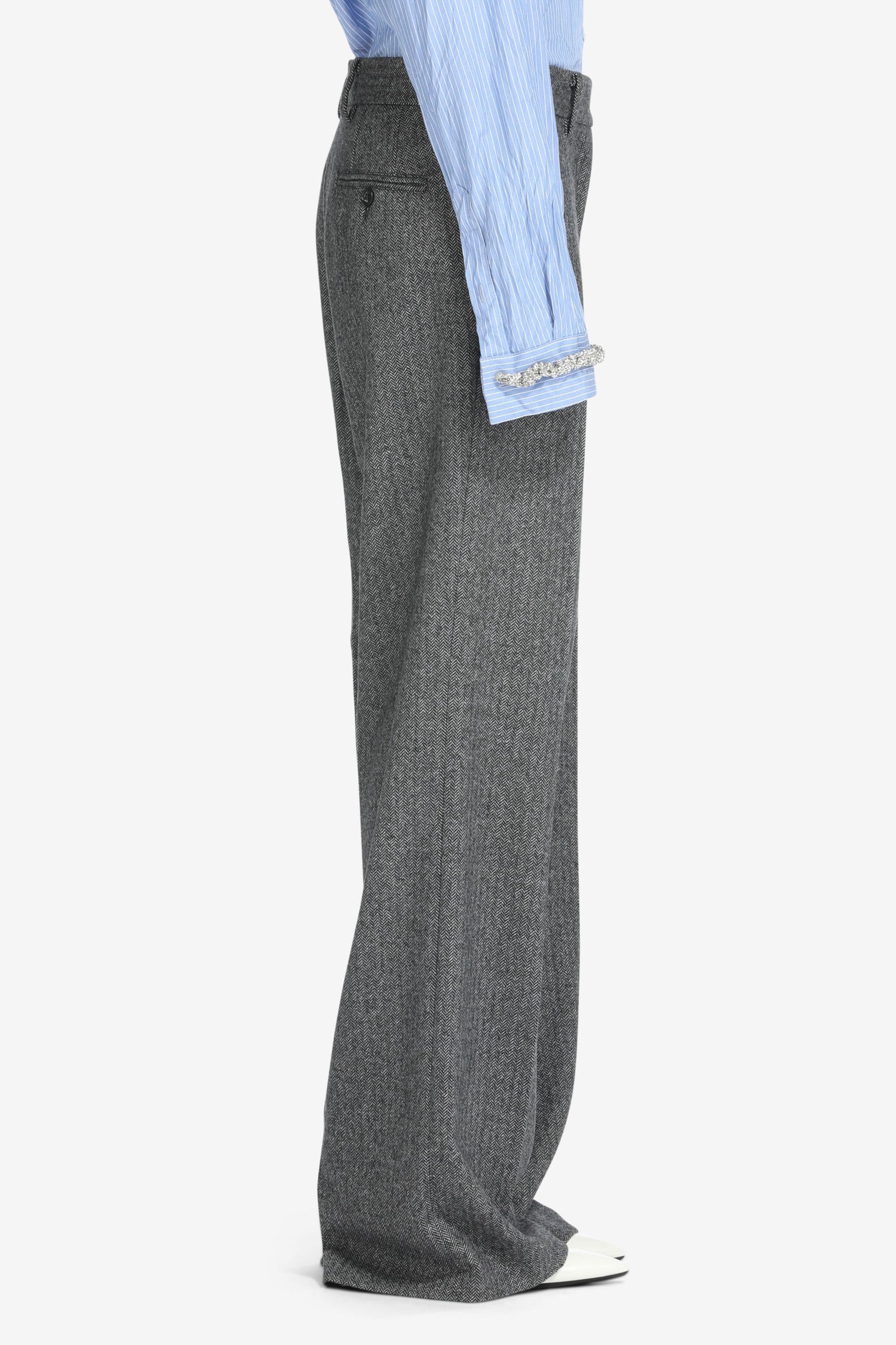 HERRINGBONE WIDE-LEG TROUSERS - 3