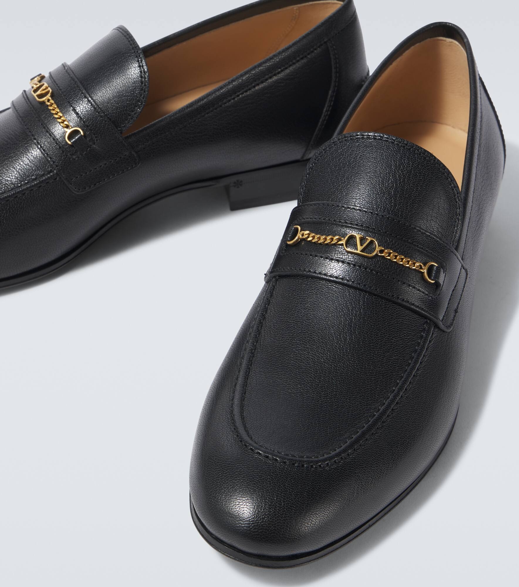 VLogo leather loafers - 3