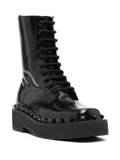 Valentino Rockstud-embellished leather lace-up boots outlook
