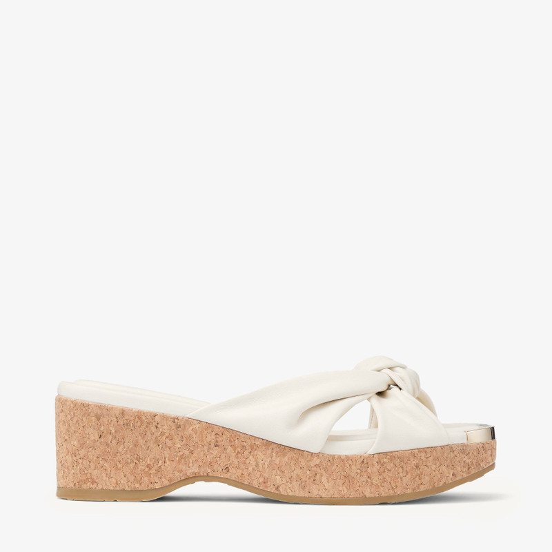 Avenue Wedge 50 Latte Nappa Leather Wedge Mules 1