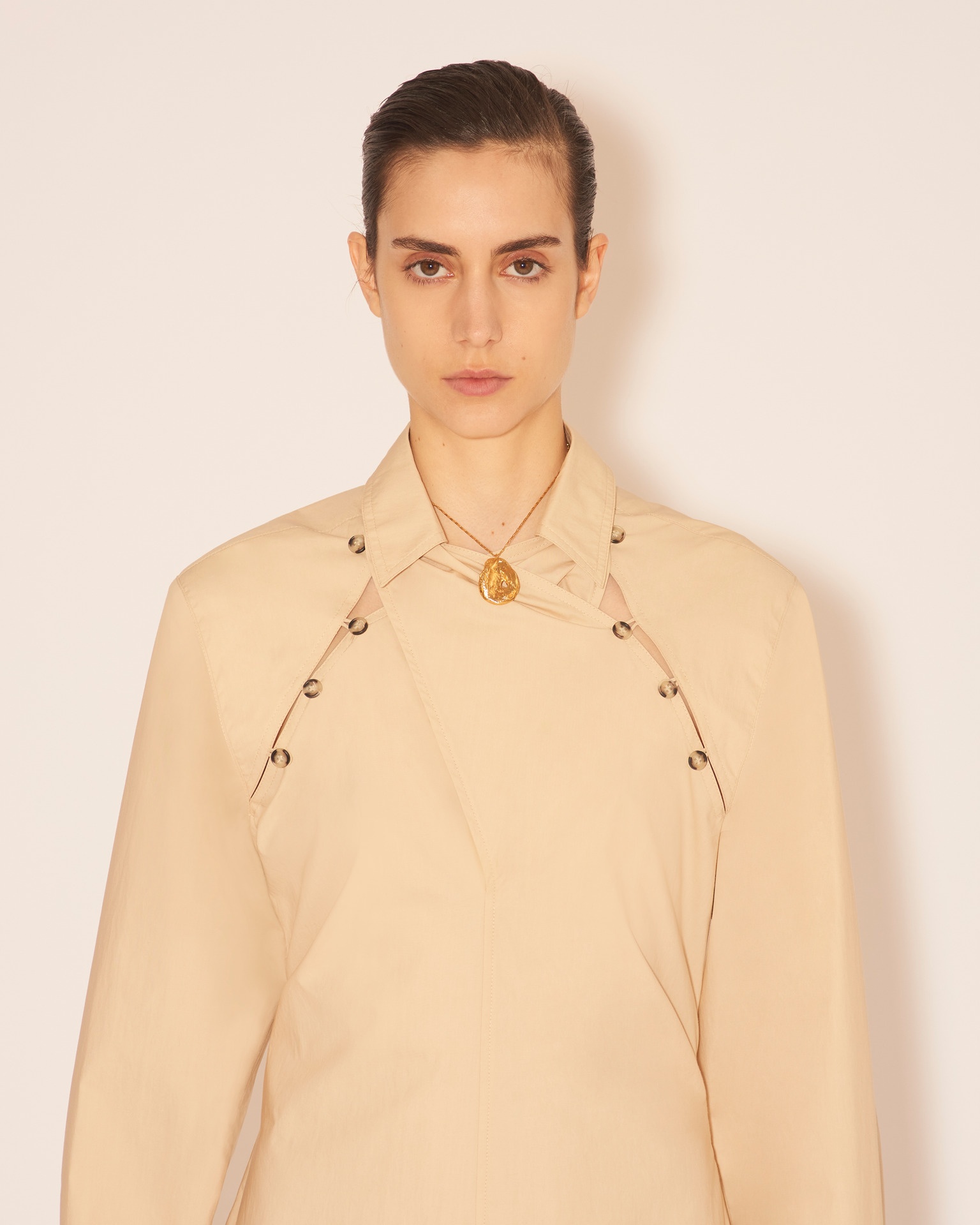 ALEXE - Long sleeve deconstructed wrap mini dress - Beige - 5