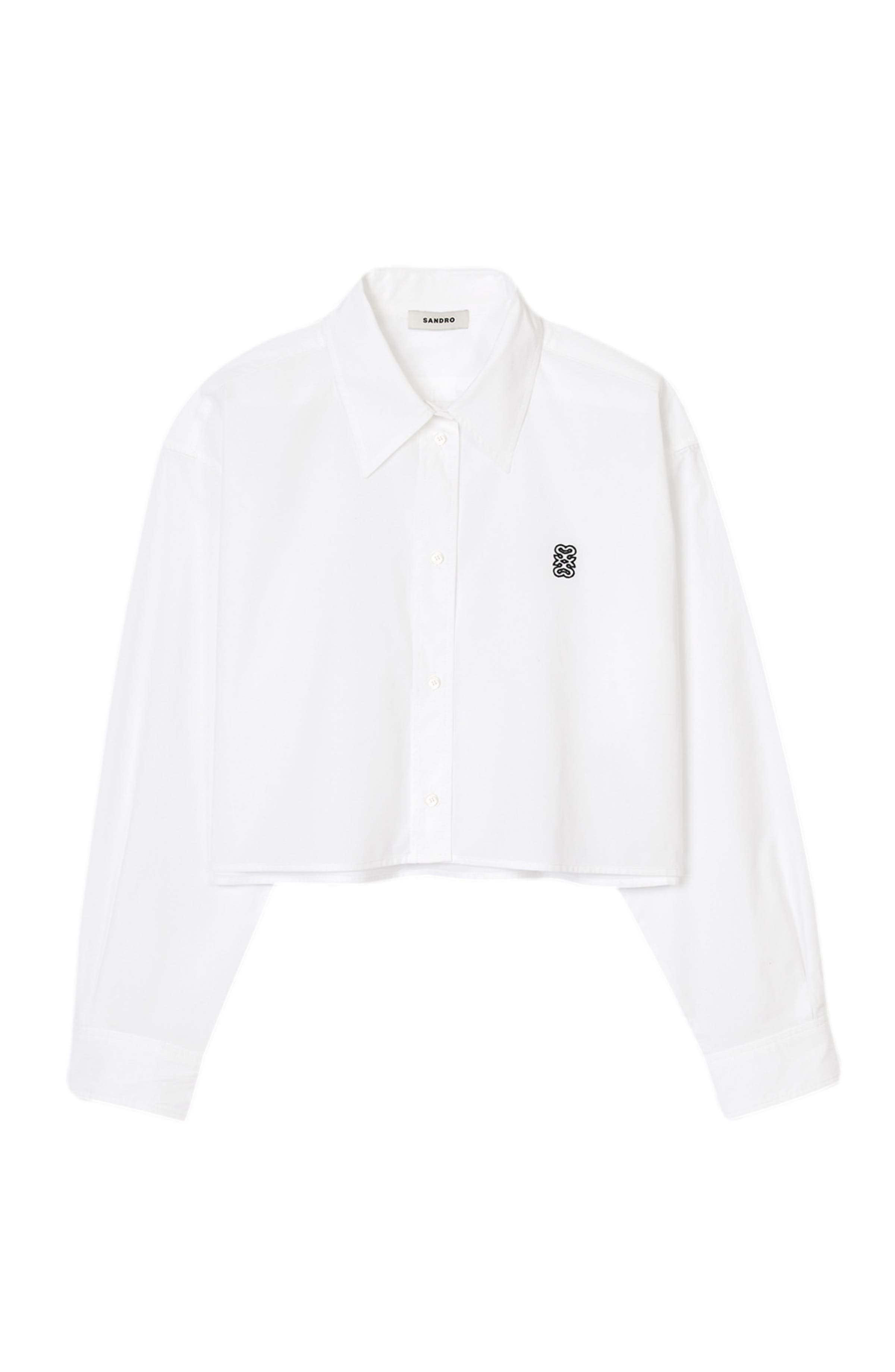 SANDRO Cropped poplin shirt in White at Nordstrom - 7