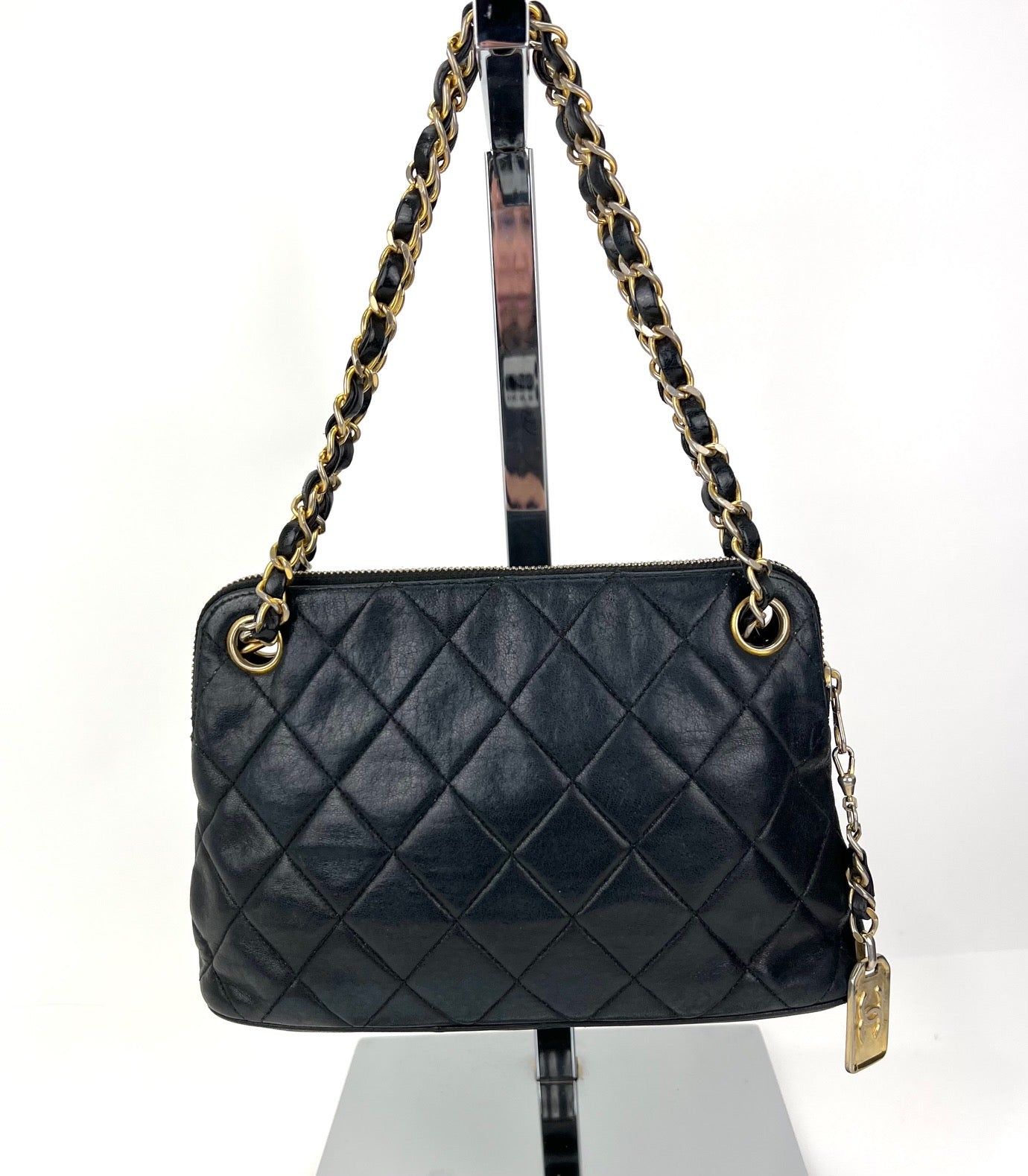 CHANEL CHANEL Bag Quilted Lambskin Leather Chain Vintage Black