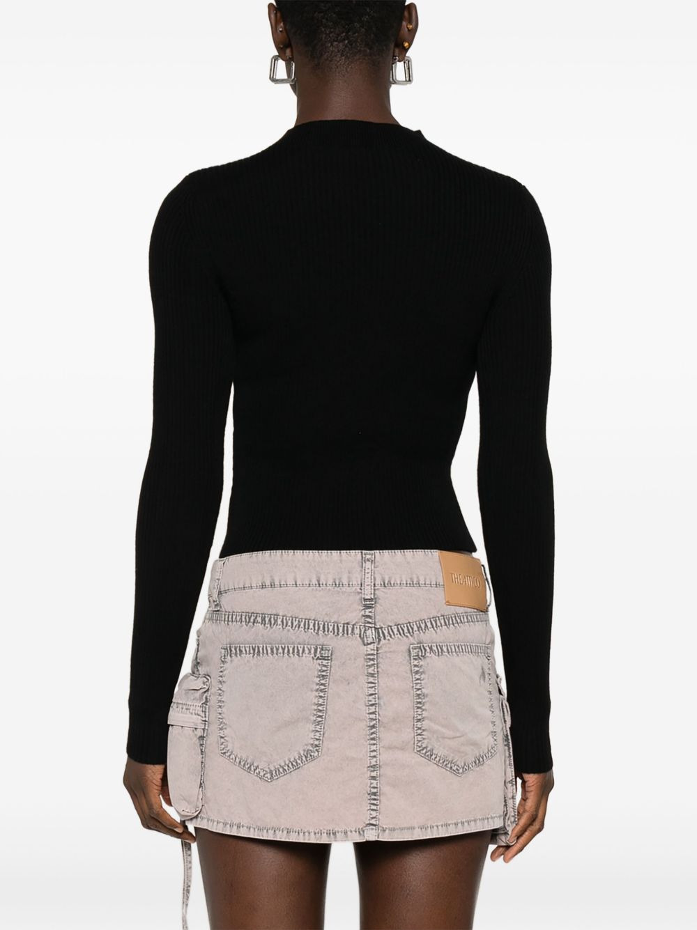 keyhole-neckline ribbed top - 4