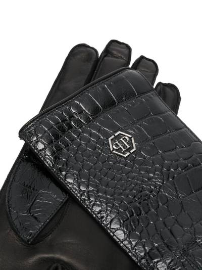 PHILIPP PLEIN crocodile-effect leather gloves outlook