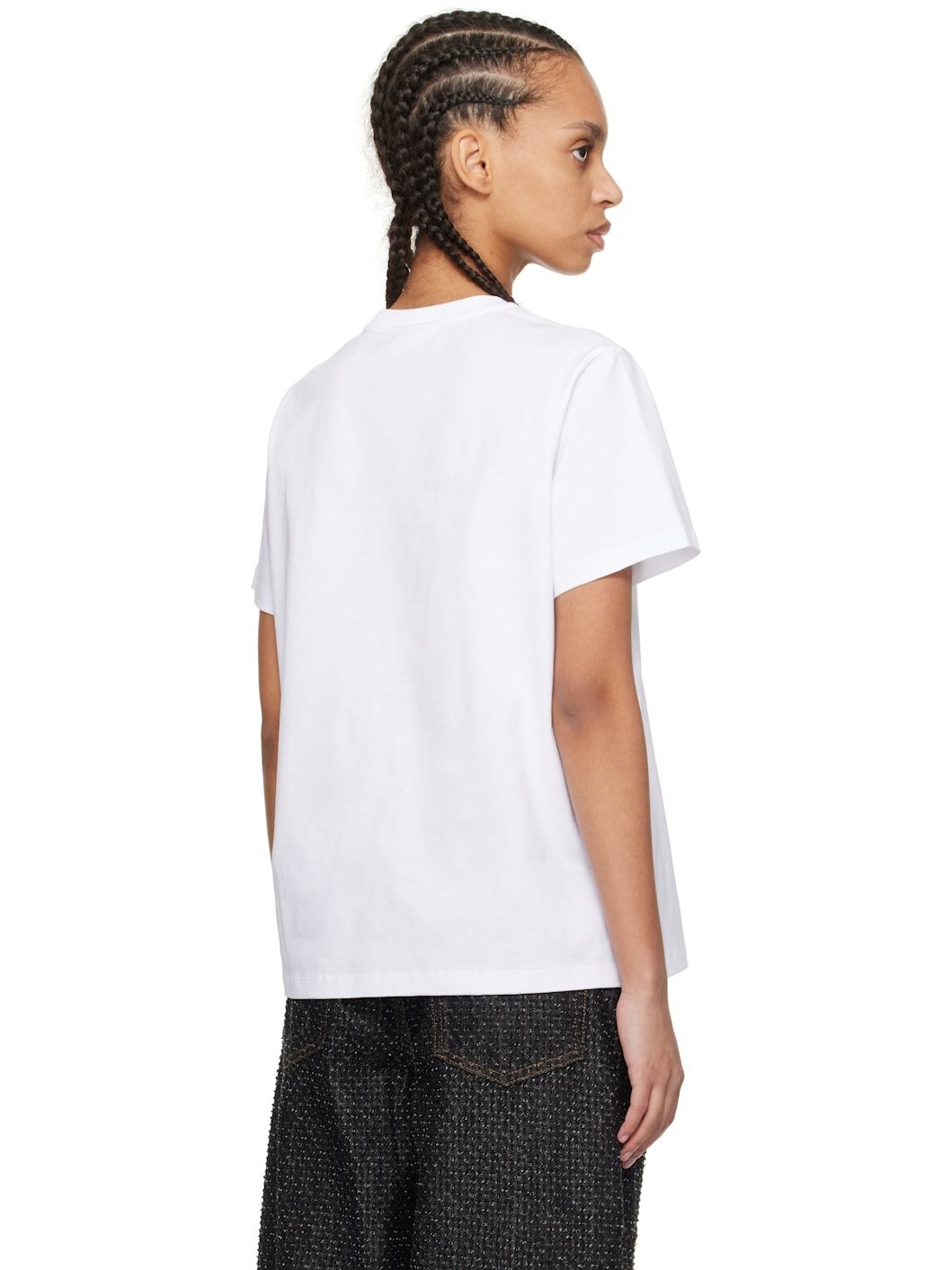 White Basic Jersey Leopard Relaxed T-shirt - 3