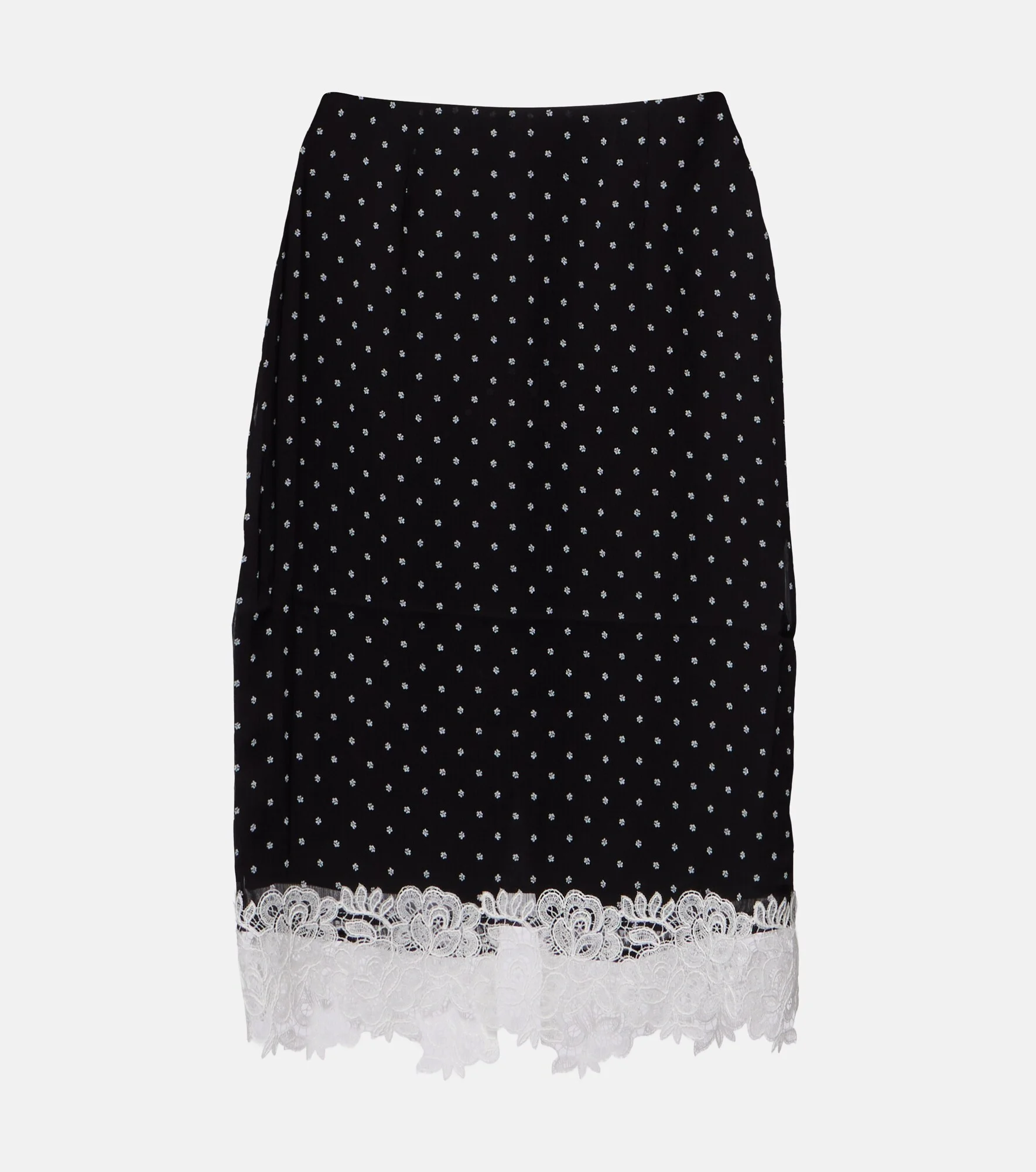 Lace-trimmed polka-dot pencil skirt - 1
