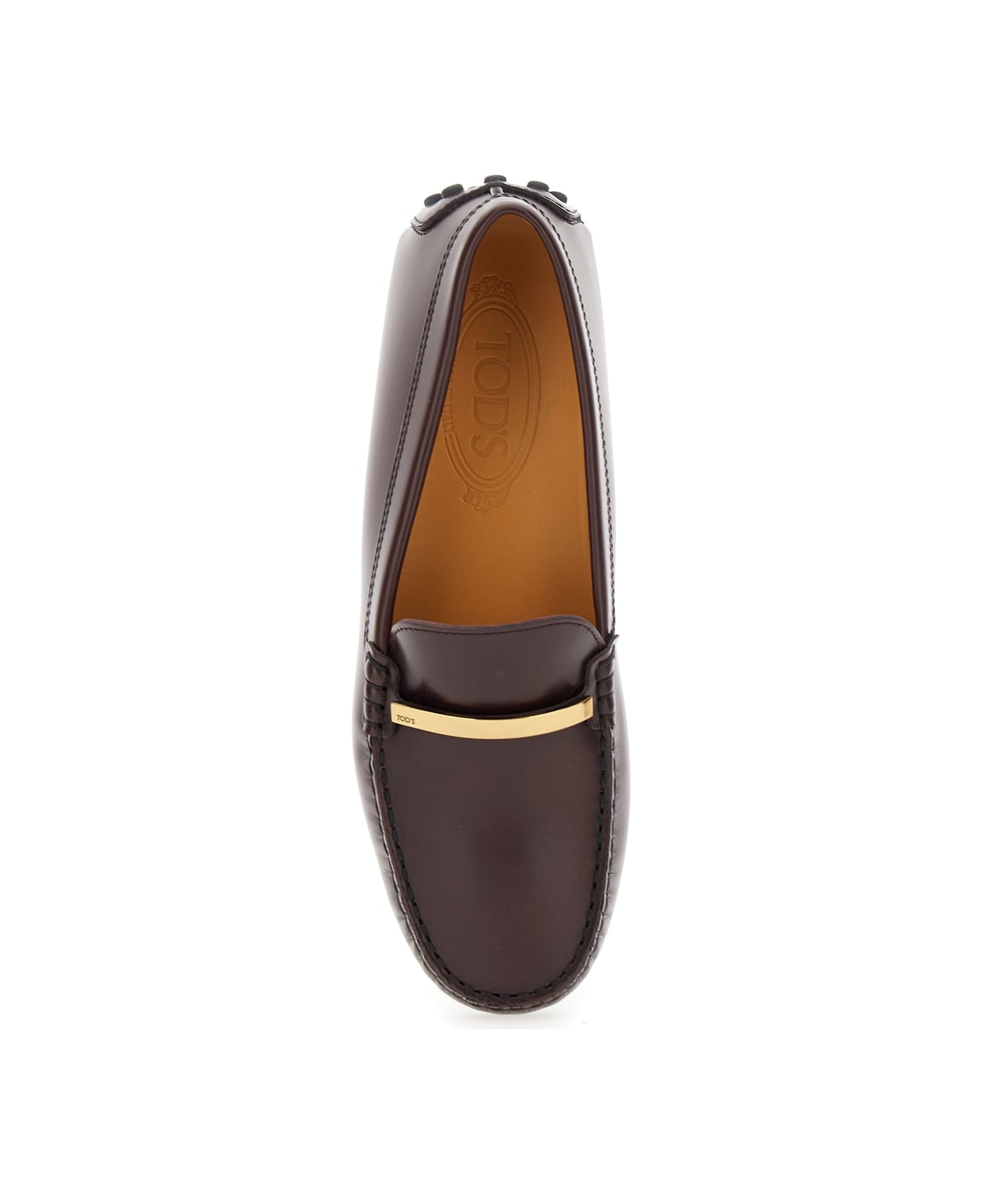Brown Loafers With Logo Plaque And Rubber Sole In Leather Woman - 4