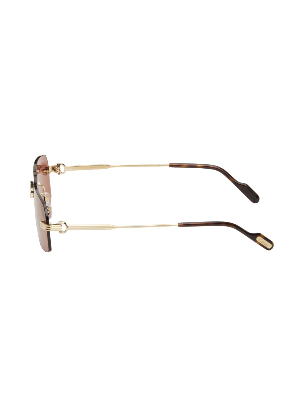 Gold 'Première de Cartier' Rectangular Sunglasses - 3