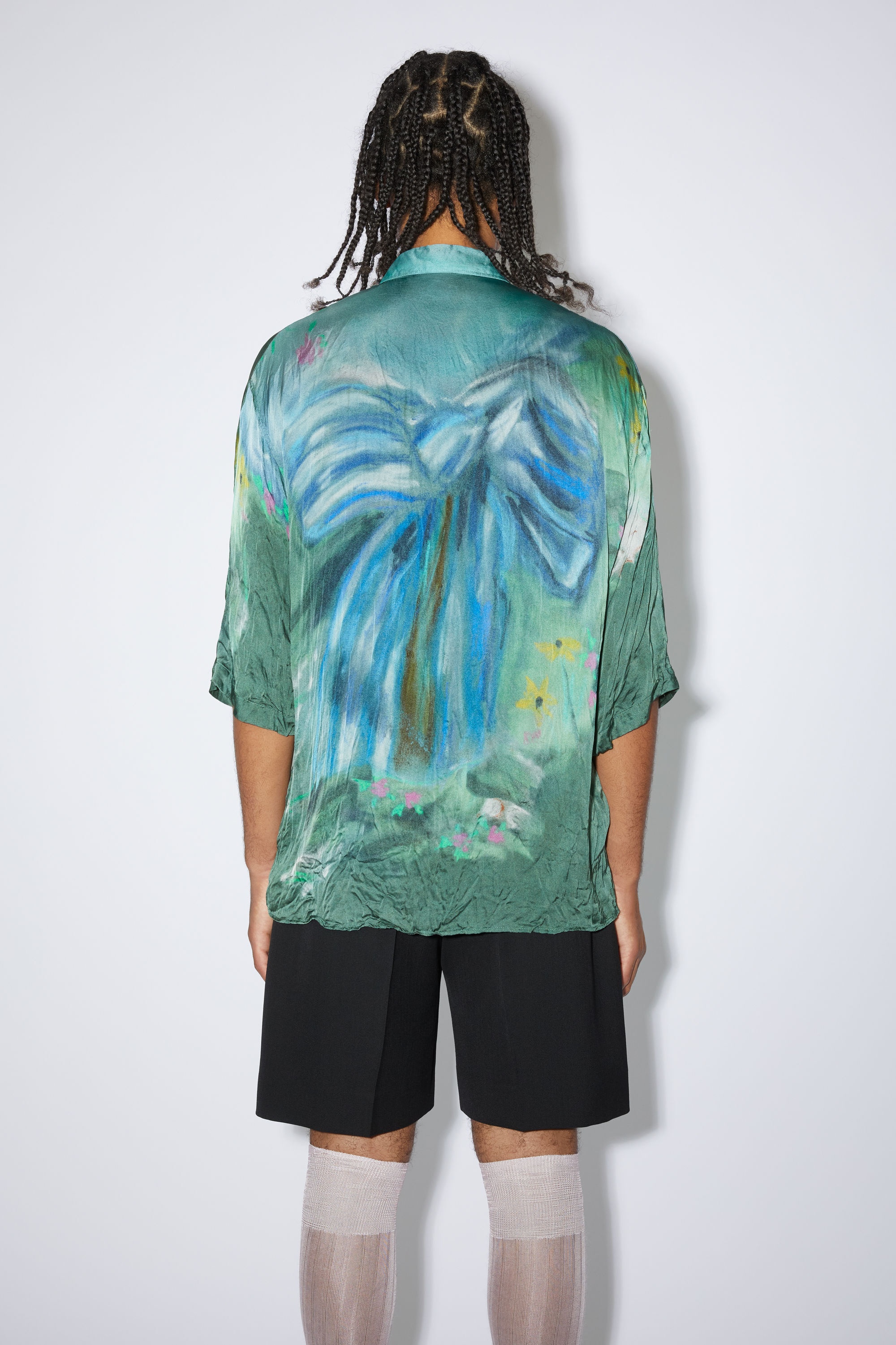 Printed button-up shirt - Sage green/light blue - 3