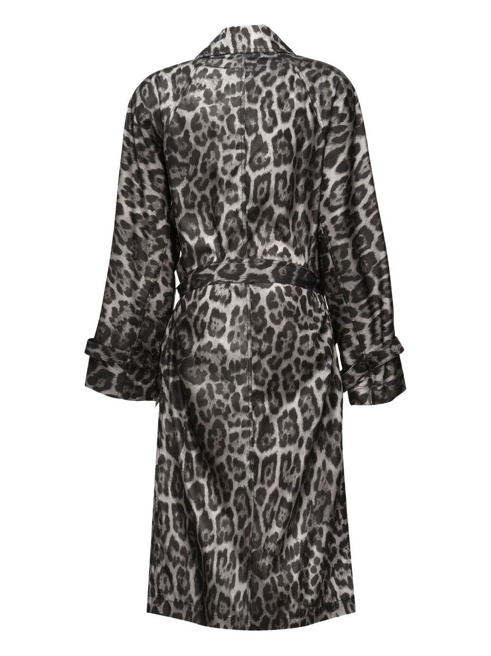 leopard-print belted trench coat - 3