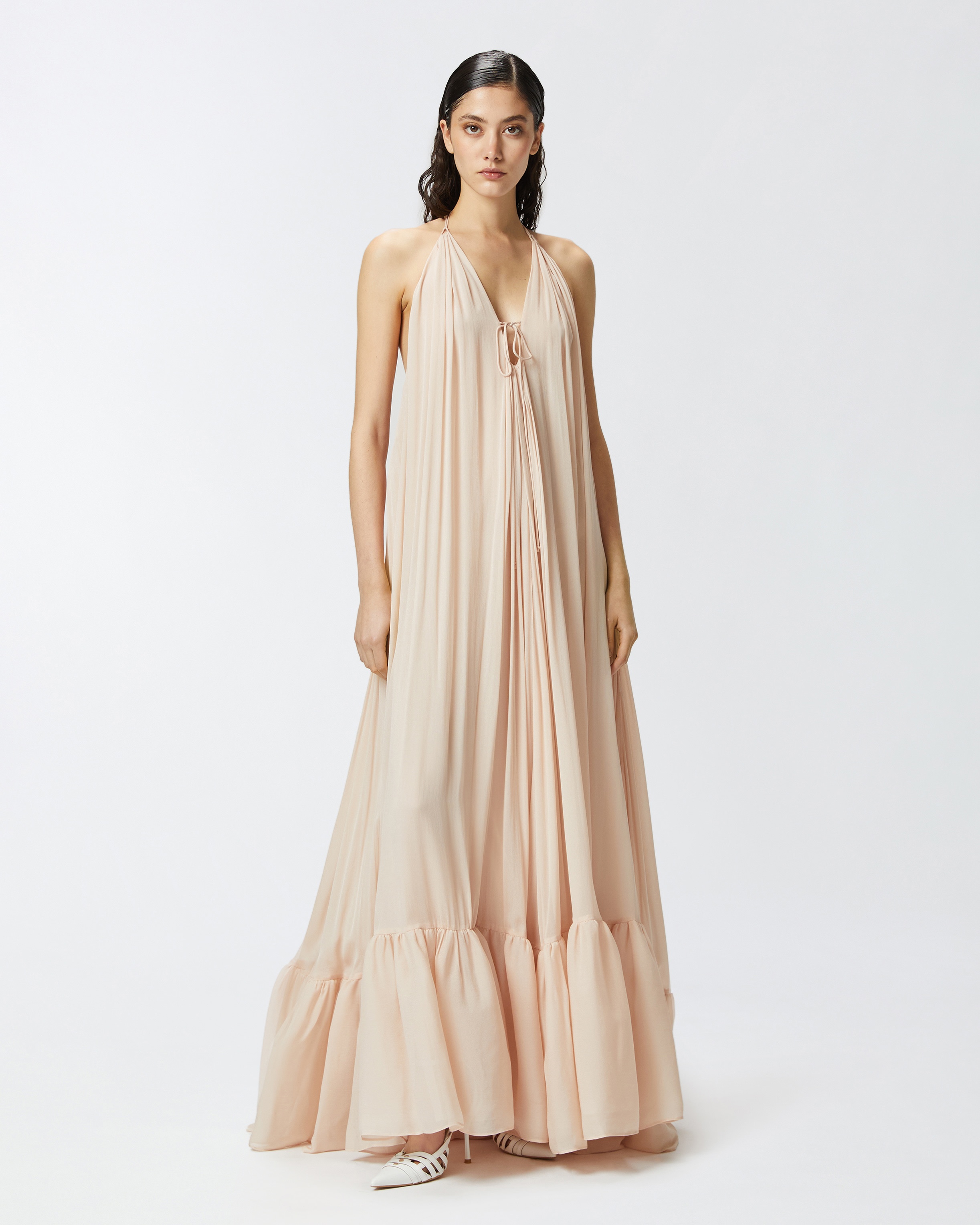 WIDE LONG DRESS WITH OPEN BACK - 3
