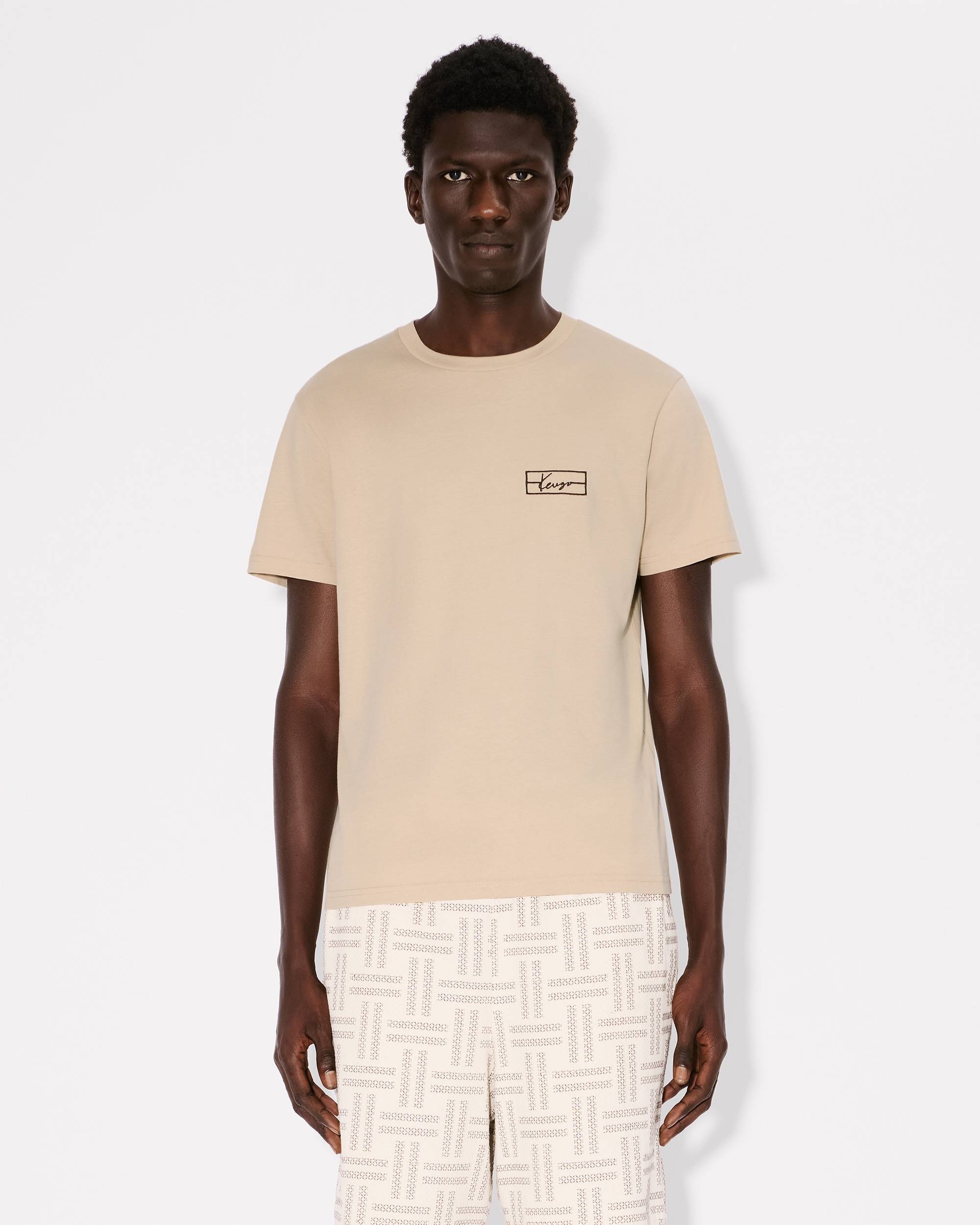 'KENZO Weave' embroidered slim T-shirt in cotton - 3