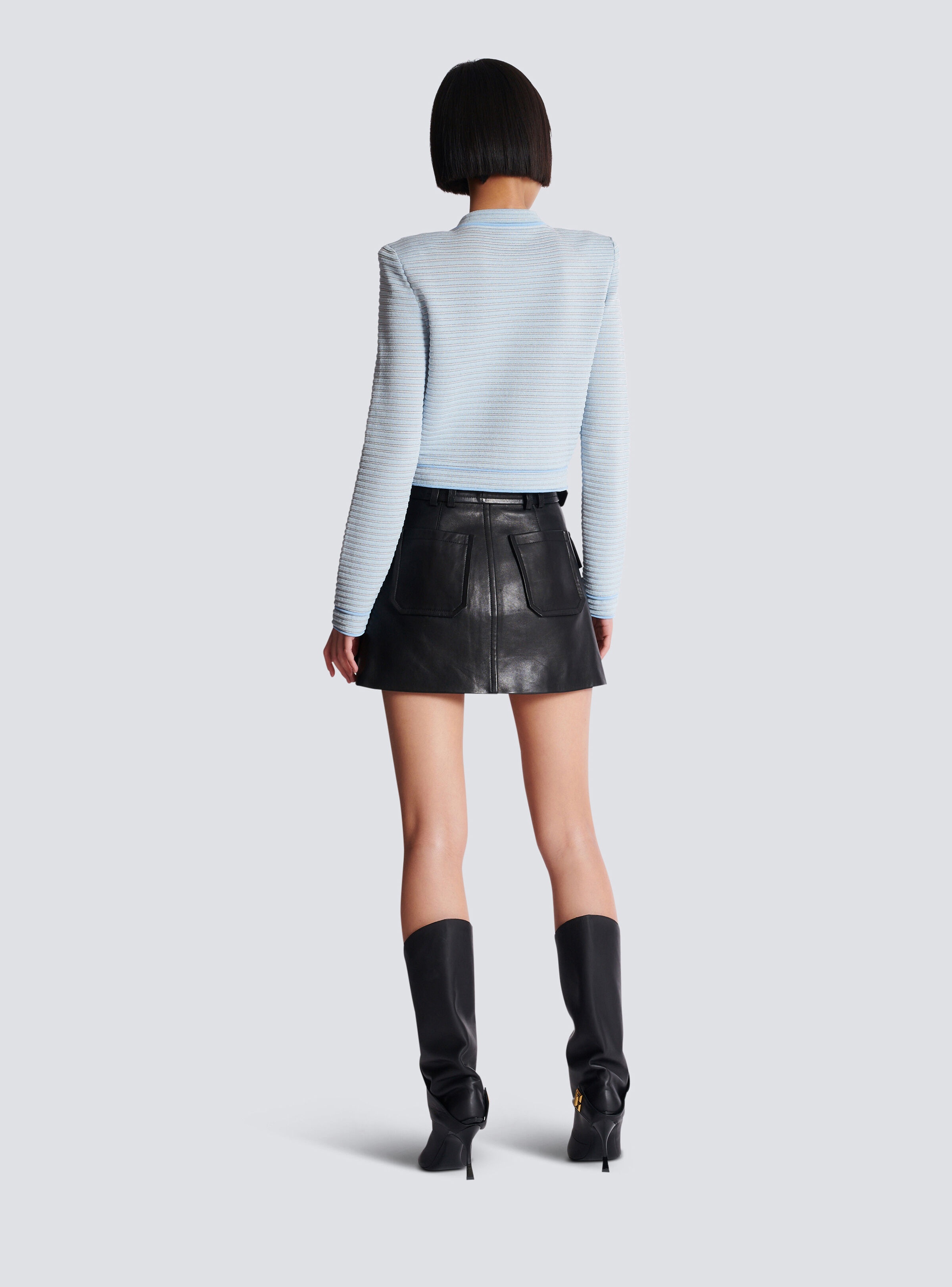 Long-sleeved textured knit cardigan - 4