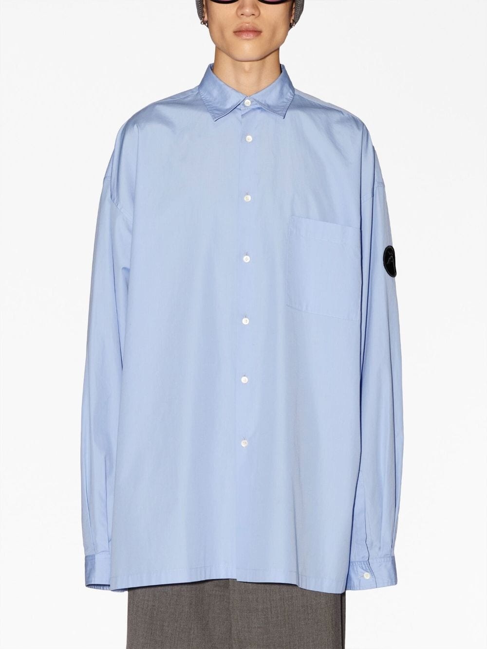 logo-patch button-up shirt - 3