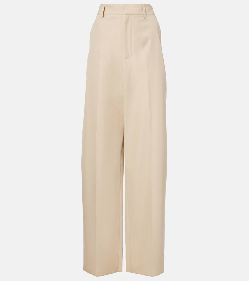 Wool and cotton wide-leg pants - 1