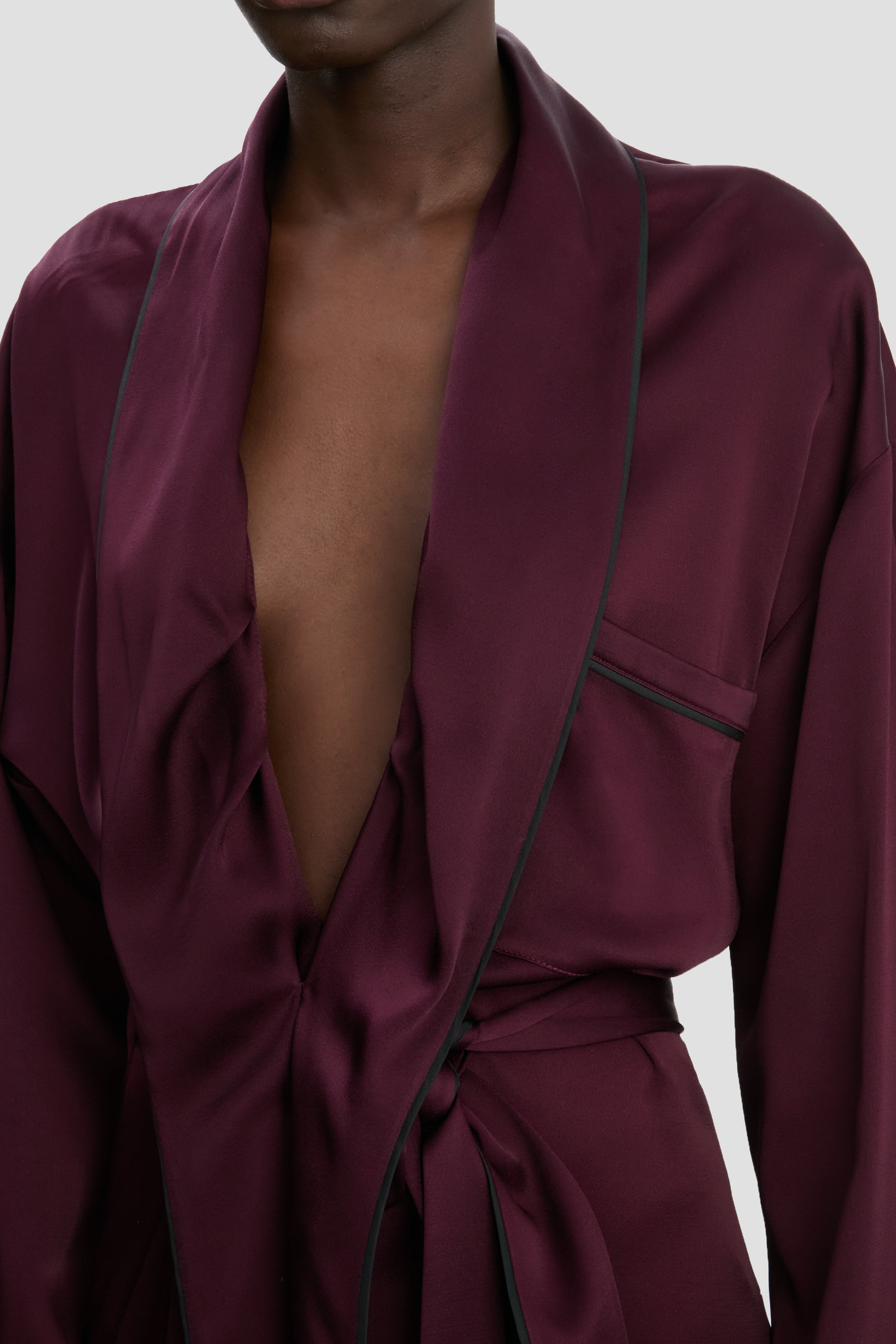 Wrap Detail Gown In Merlot - 4