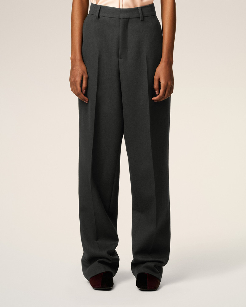BLACK WOOL LARGE FIT TROUSERS 3