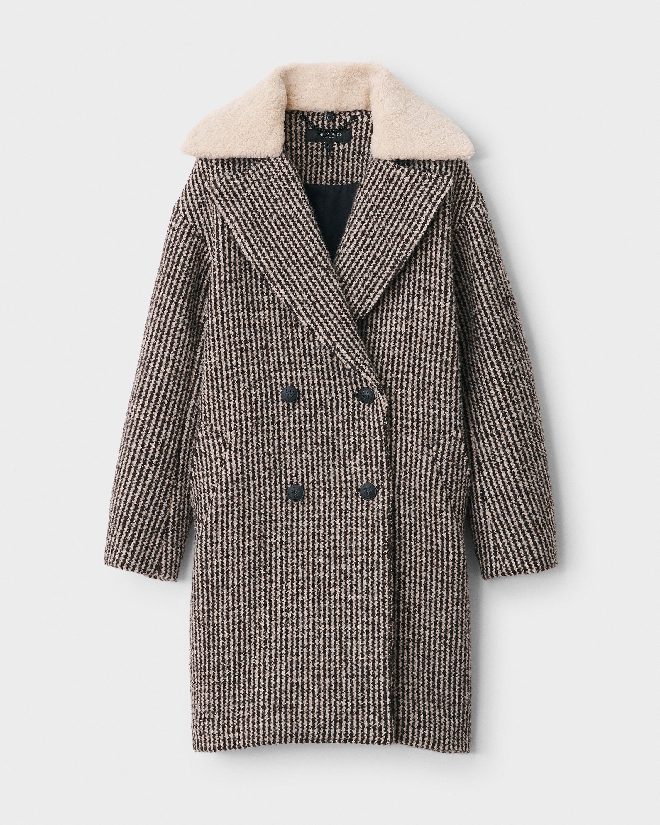 Mina Wool Cocoon Plaid Coat - 1