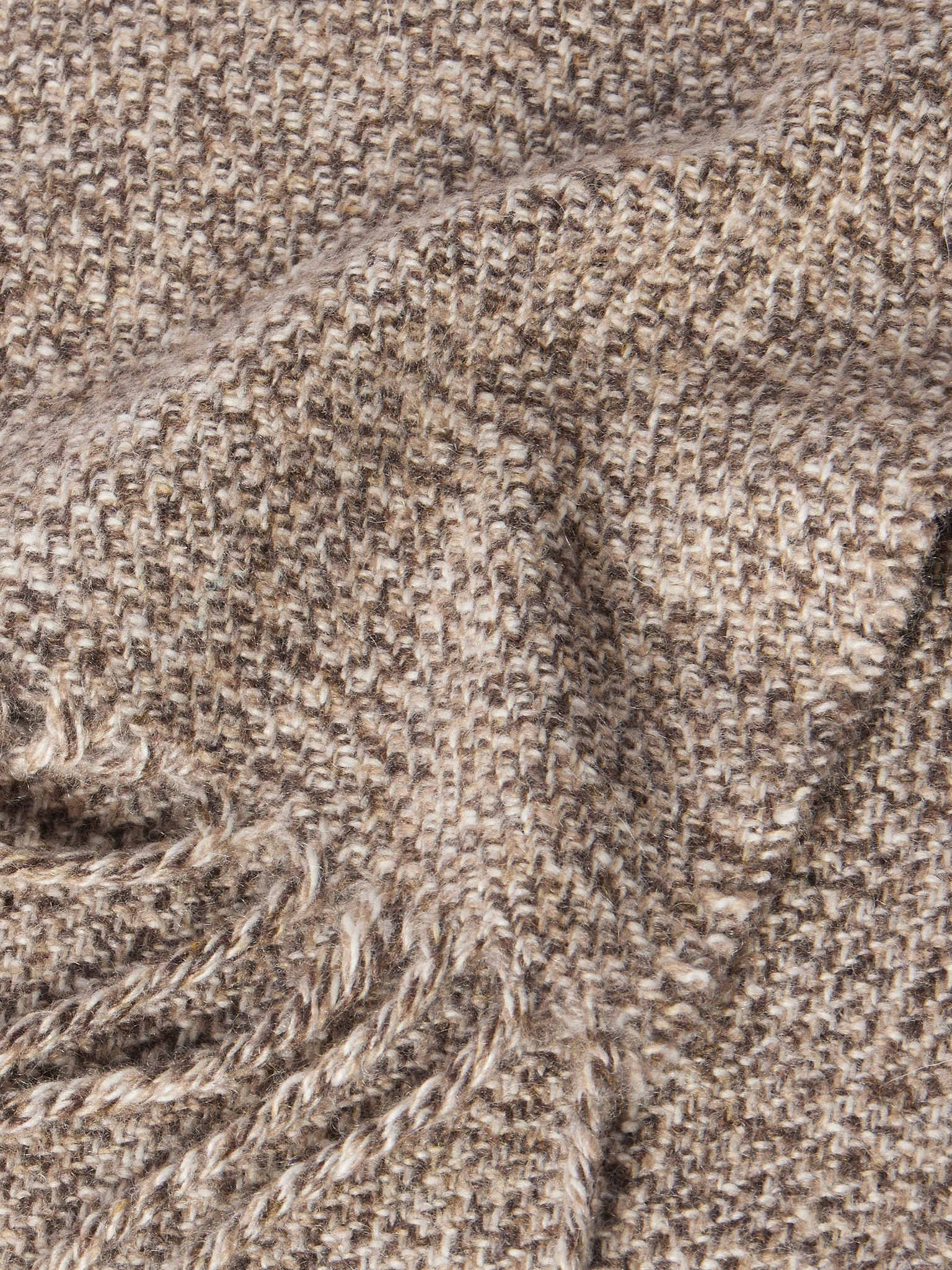 Fringed Cashmere-Tweed Scarf Brown - 3