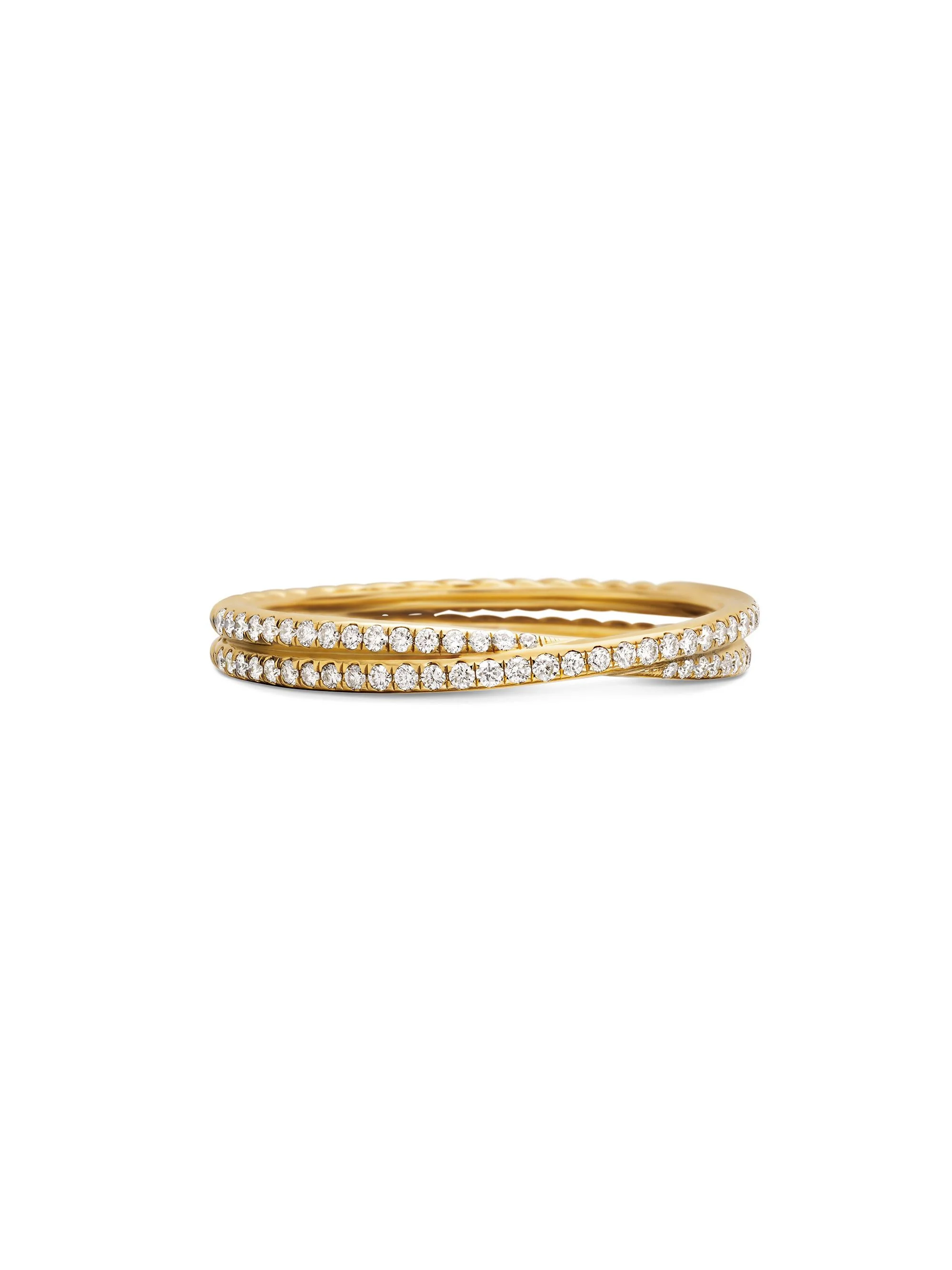 Women's DY Crossover Micro Pavé Band Ring in 18K Yellow Gold - Diamond - 1