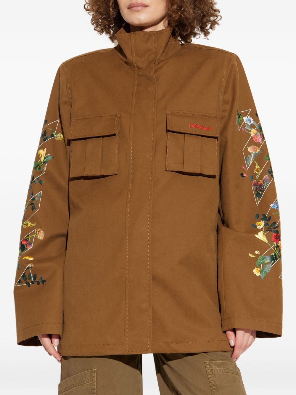 floral-arrow print utility jacket - 3