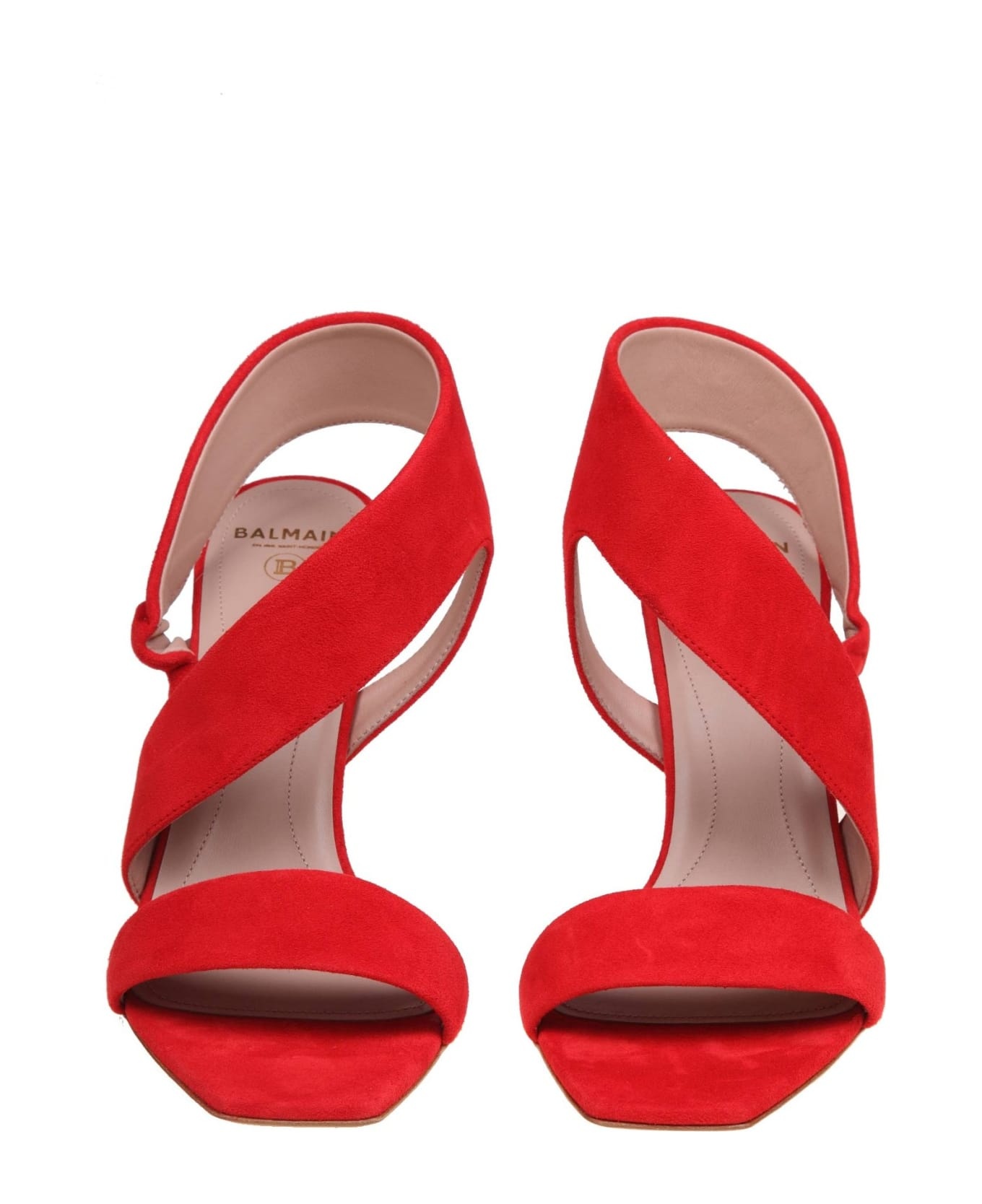 Balmain Red Suede Coin Sandal - 3