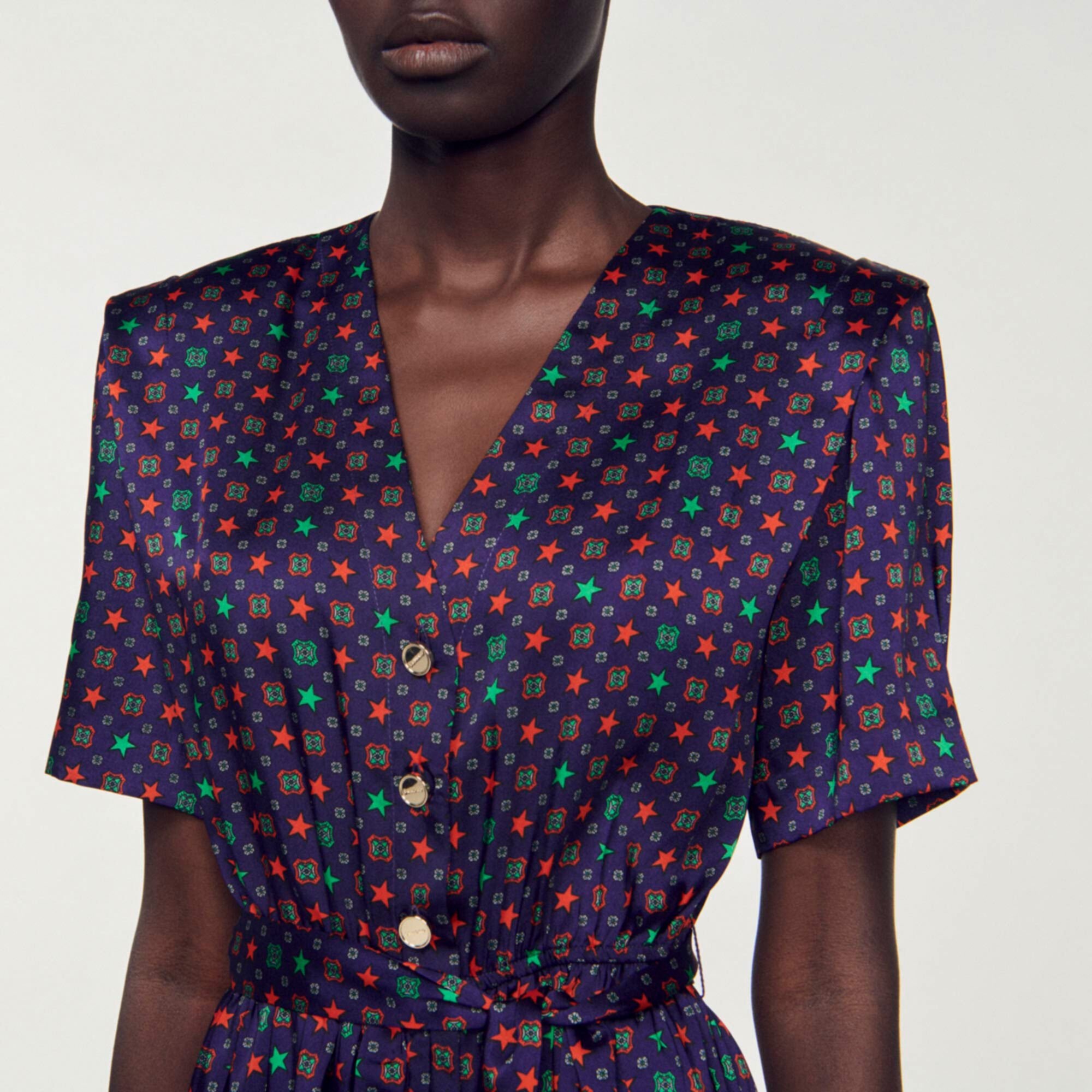 PRINTED SATIN PLAYSUIT - 4